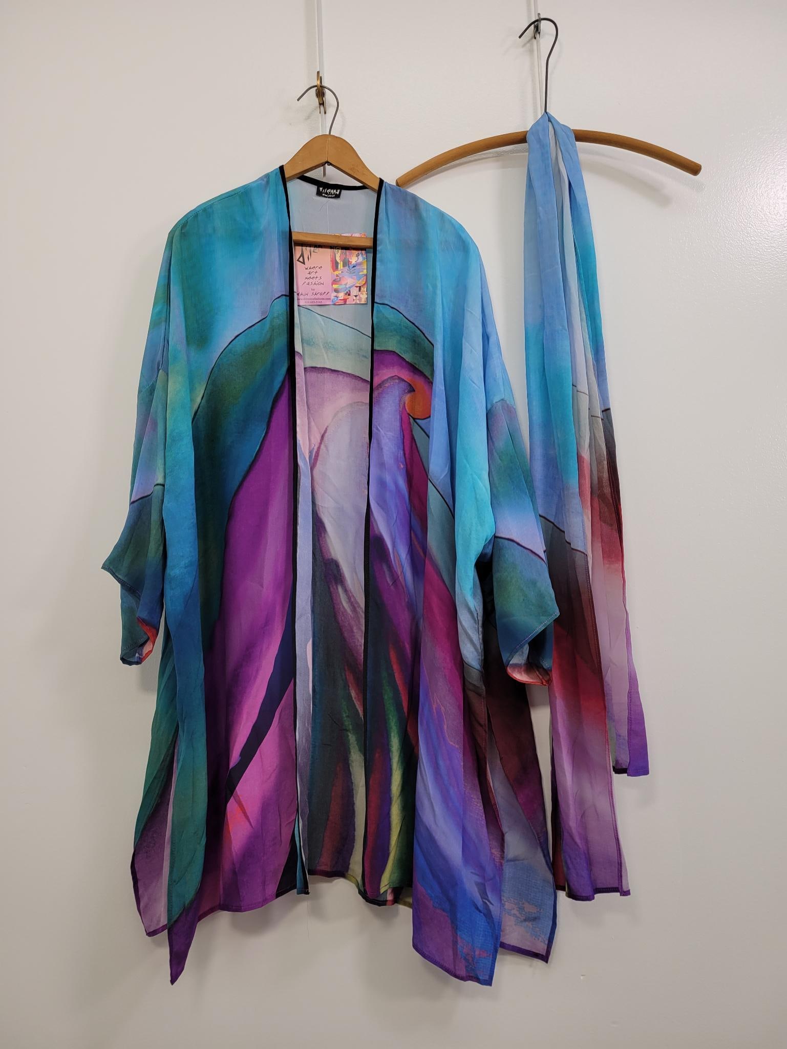 Artist Inspired Hand painted Dilemma Silk Kimono (1 of 6)
