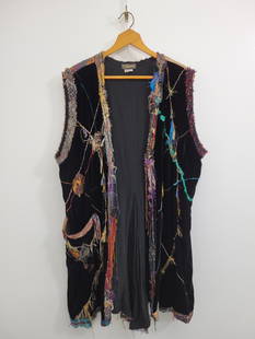 Shepatin Women's Art To Wear Vest: Description: Shepatin women's art to wear vest. Velvet and yarn embellishments. No tears or stains. Measurements: Size Large