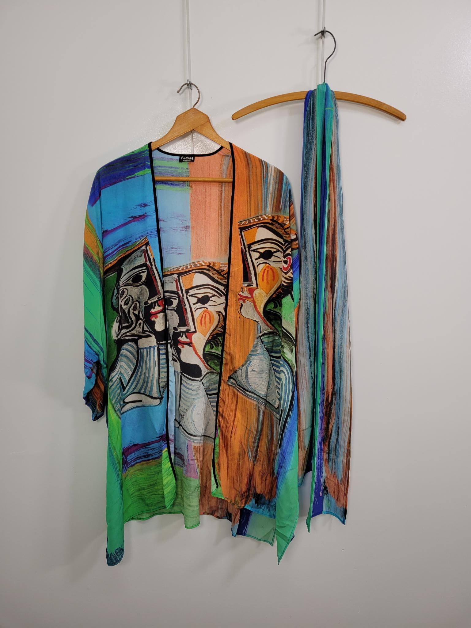 Artist Inspired Hand painted Dilemma Silk Kimono (1 of 4)