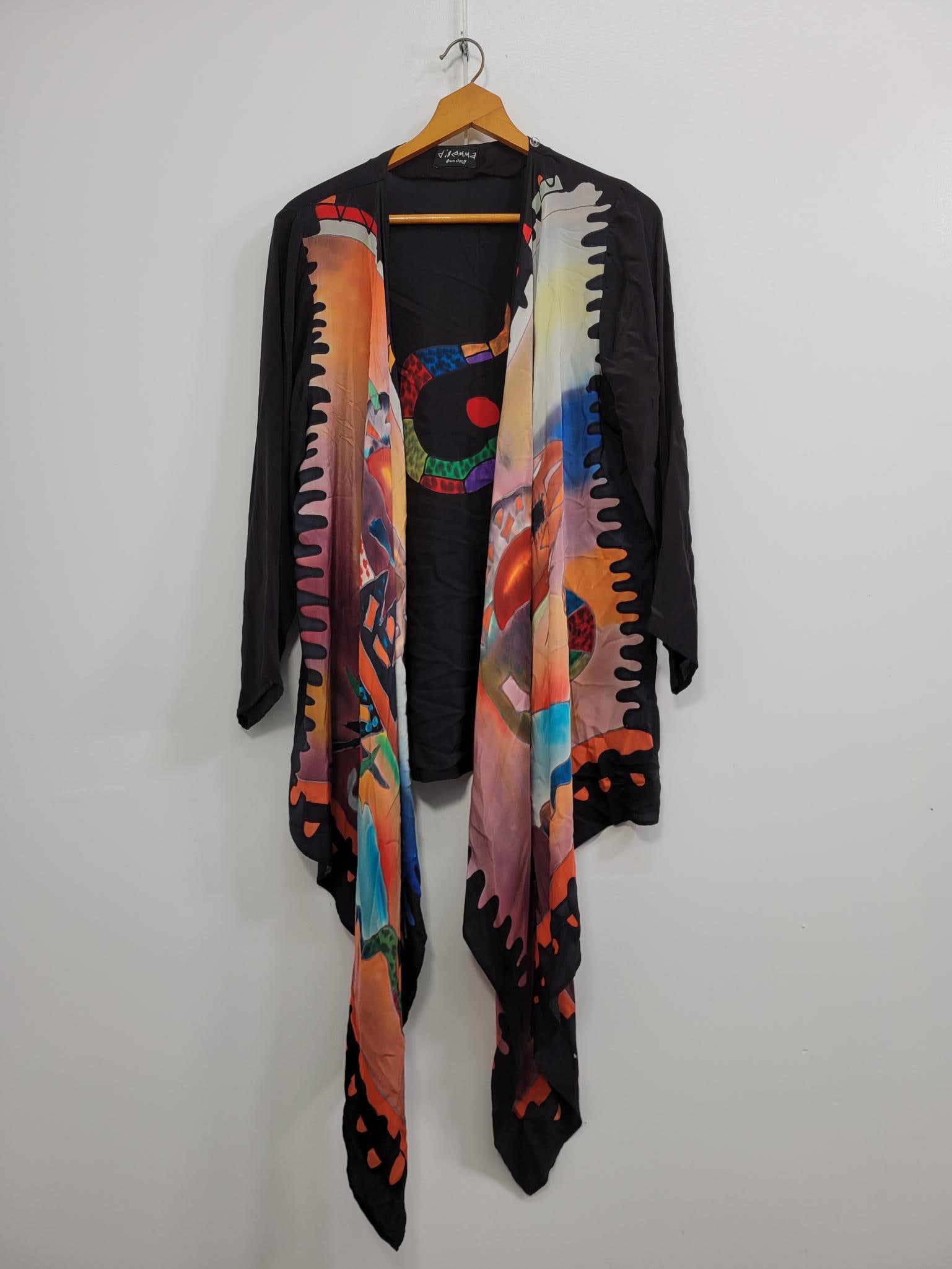 Artist Inspired Hand painted Dilemma Silk Kimono (1 of 5)