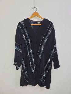 Black Vintage Cynthia Krause Knit Sweater: Description: Vintage black Cyntha Krause of Amherst Mass knit sweater. Has interesting wrapped front, no stains, no rips, no pilling. Measurements: One size