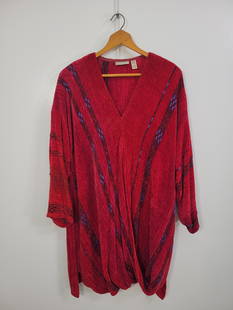 Red Vintage Cynthia Krause Knit Sweater: Description: Vintage red Cyntha Krause of Amherst Mass knit sweater. Has interesting wrapped front, no stains or rips, some thread pulling (see photos)Measurements: One Size