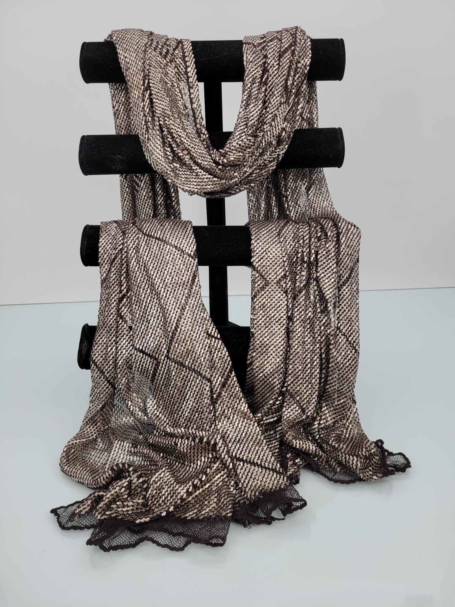 Vtg. Art Deco Egyptian Assuit Silver Metal Shawl (1 of 9)