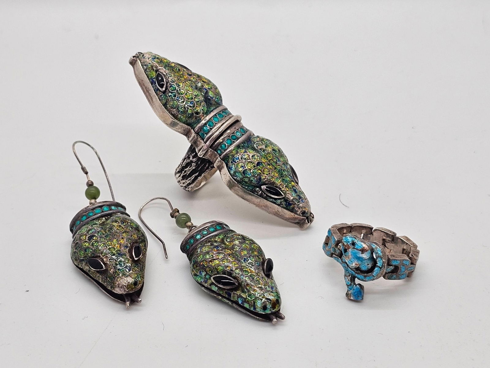 Margot De Taxco Enameled Sterling Snake Set (1 of 20)