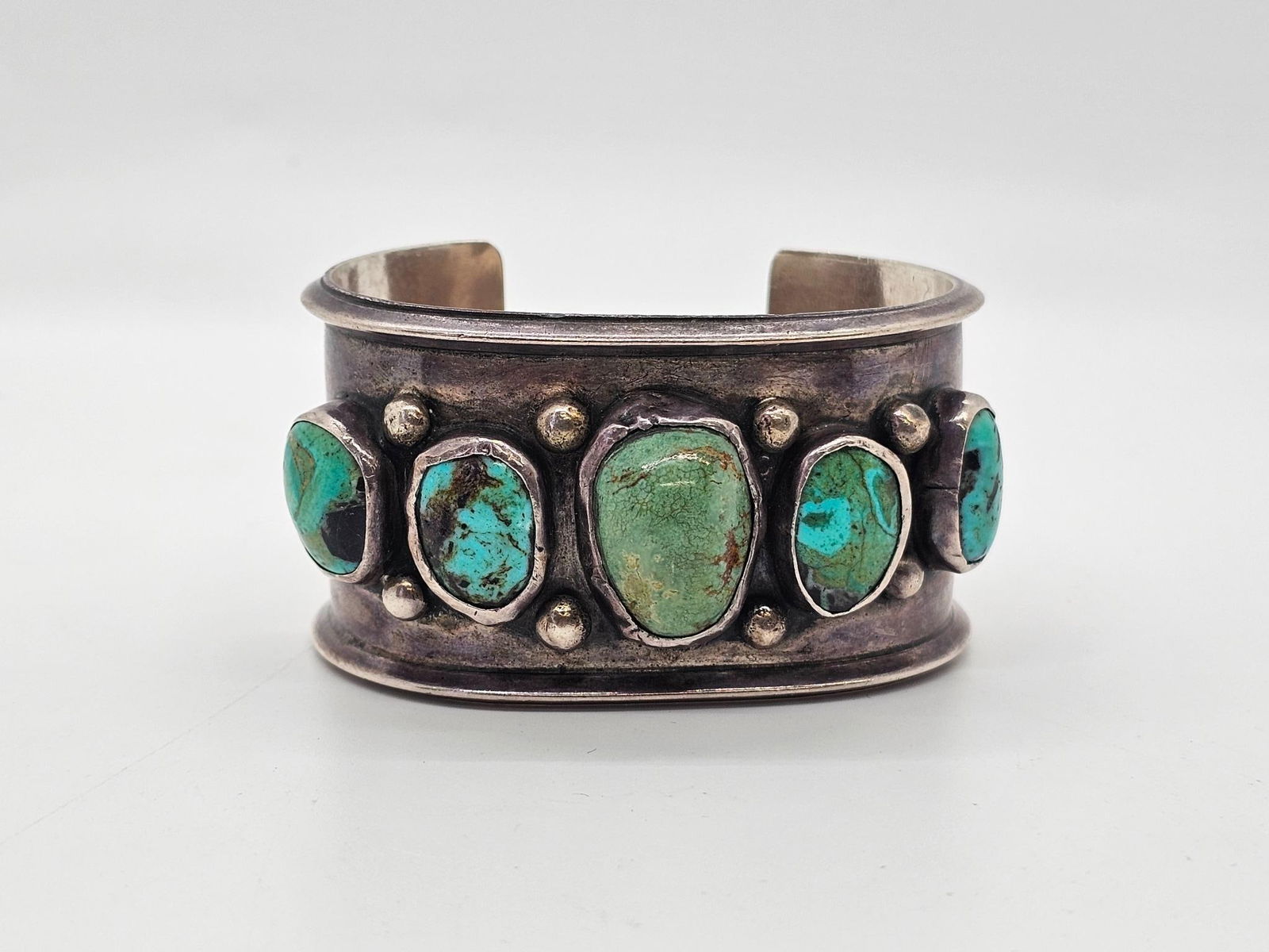 Navajo Royston Turquoise & Silver Cuff Bracelet (1 of 8)