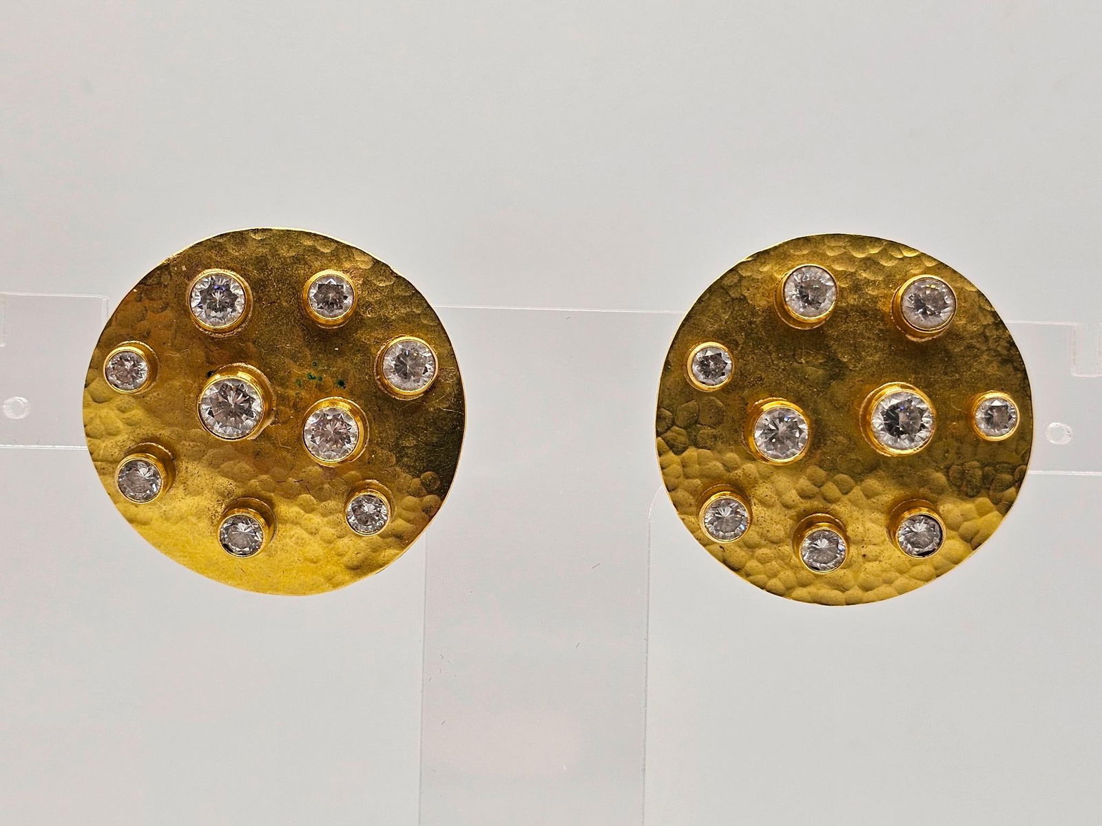 Hammered 14K Gold & Gemstone Round Earrings (1 of 7)