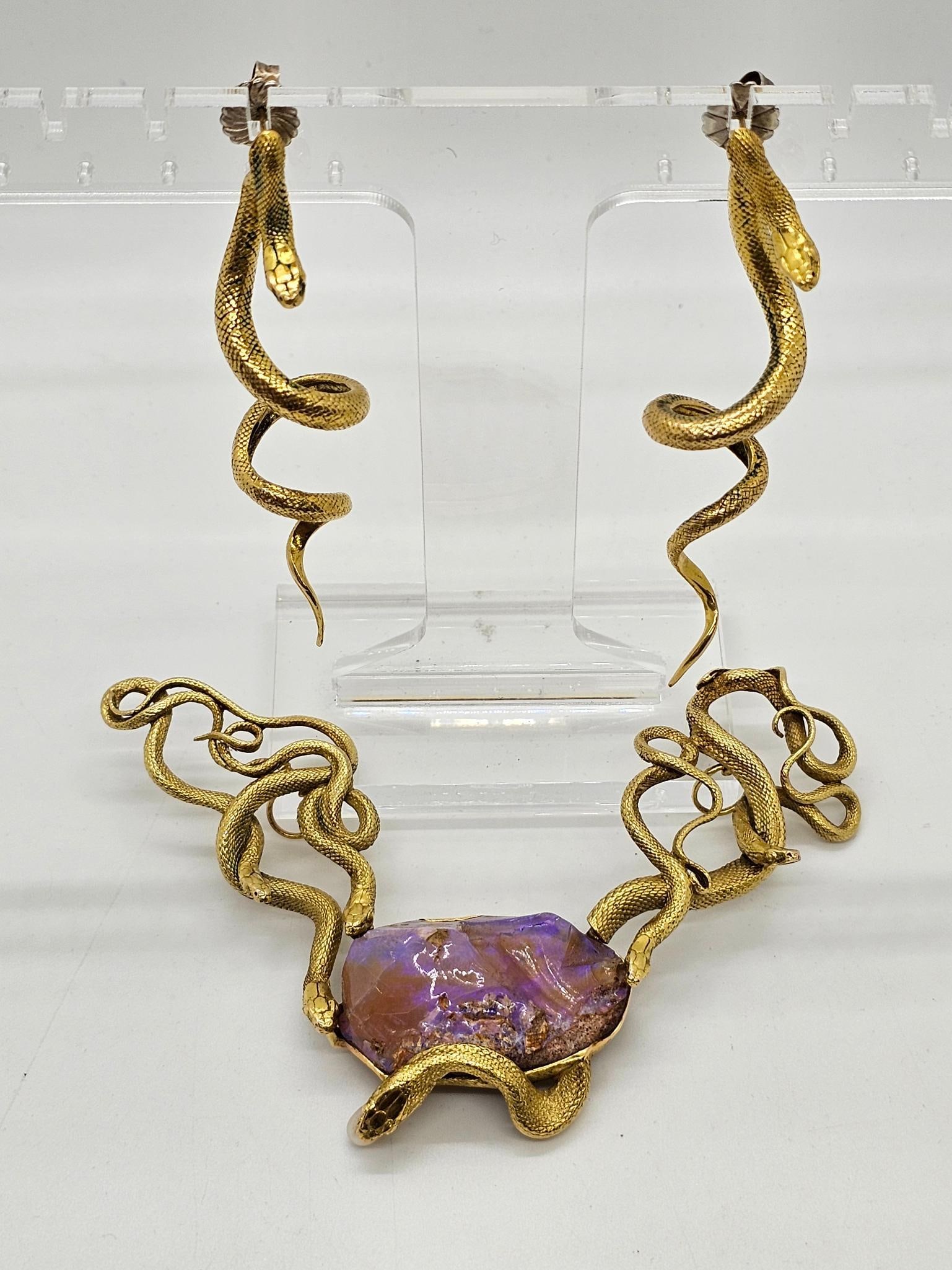 14K Gold & Australian Opal 3pc Snake Necklace Set (1 of 17)