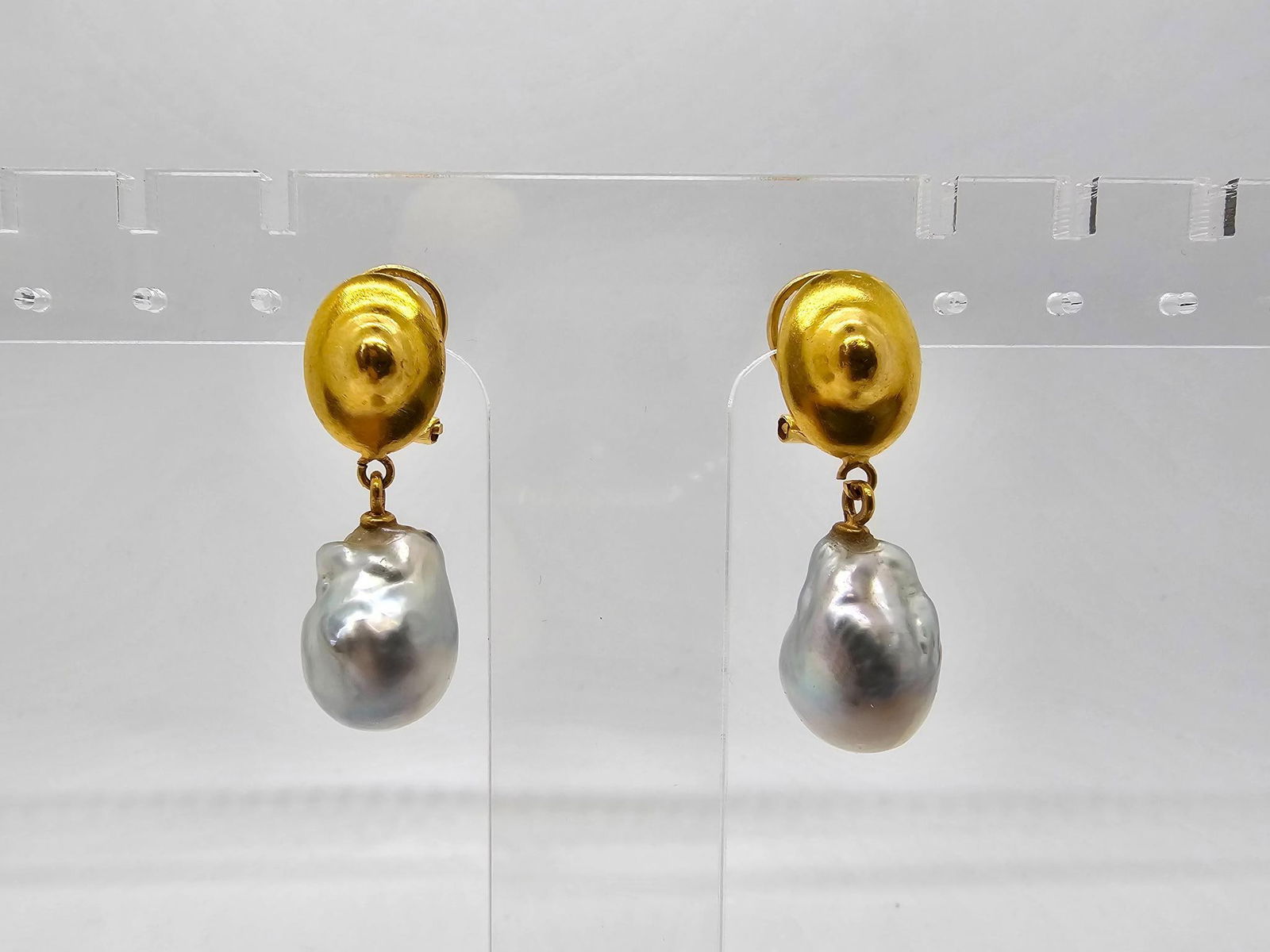 22K Yellow Gold Baroque Pearl Drop Earrings (1 of 4)