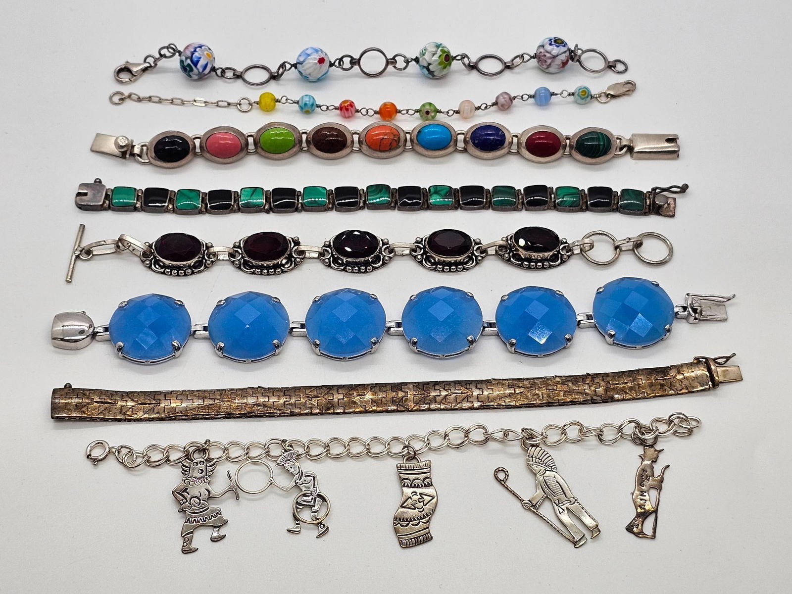 8 Sterling Silver Bracelets - Estate Lot (1 of 9)