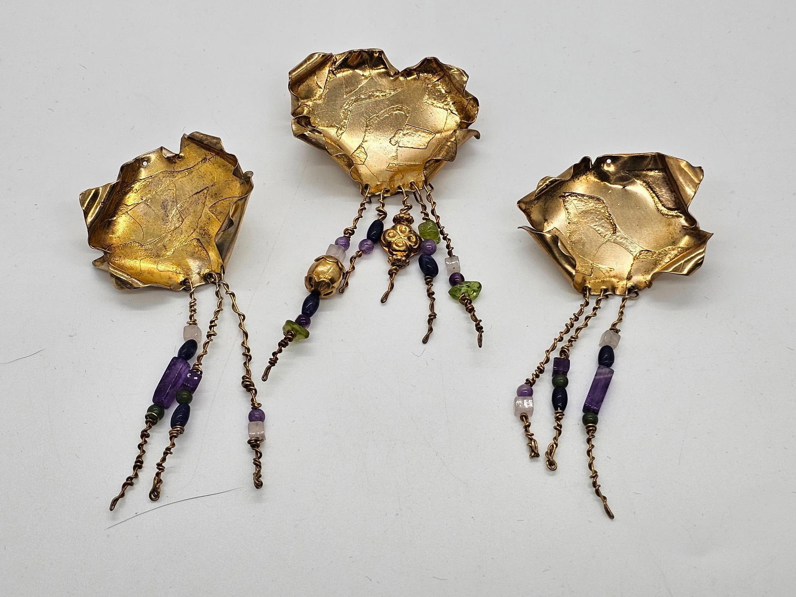 Modernist Gilt Sterling Silver Earring & Pin Set (1 of 6)