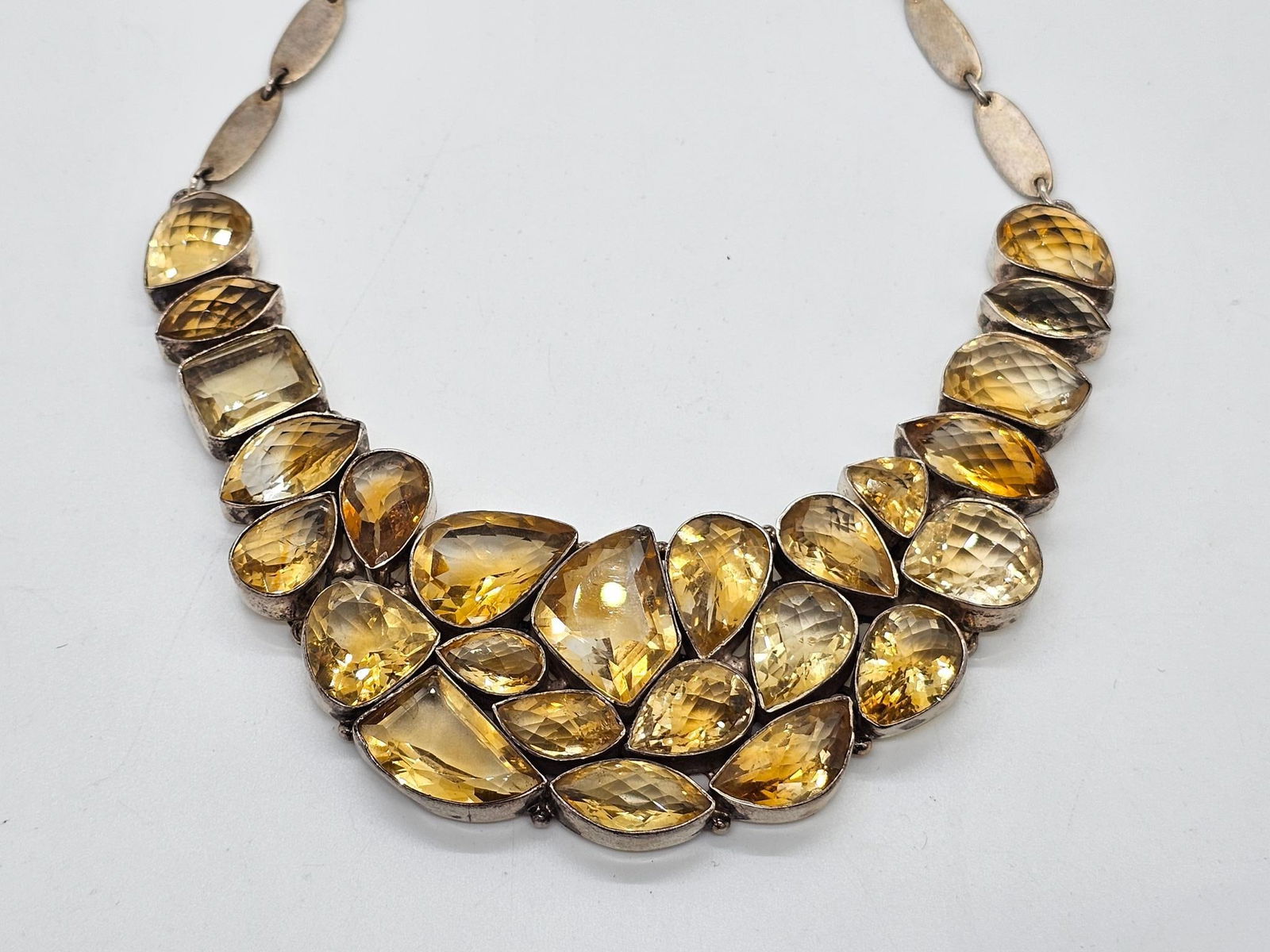 Vtg Sterling Silver Gemstone Cluster Necklace (1 of 7)