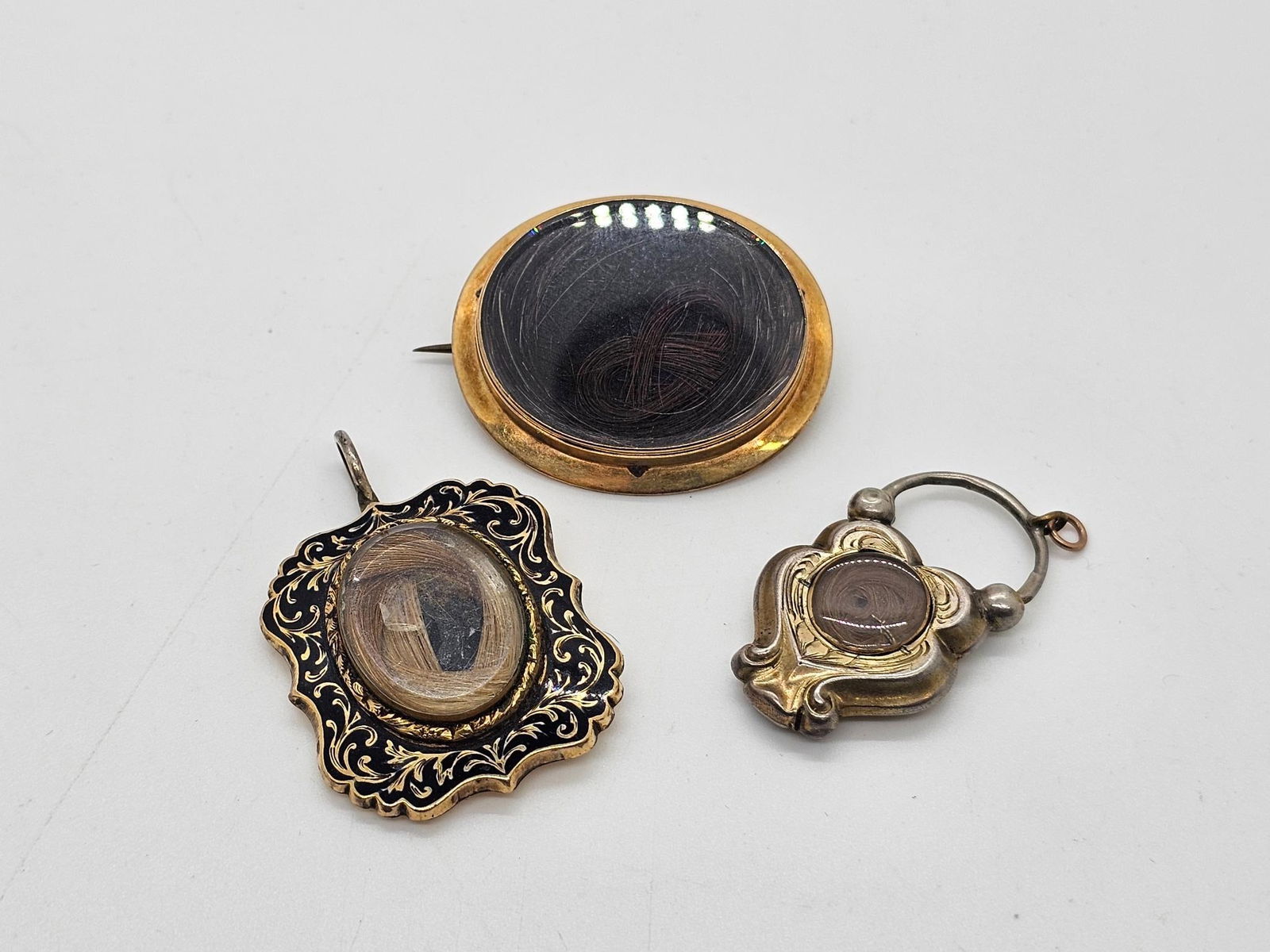 3 pc Lot of Antique Silver Mourning Jewelry (1 of 6)