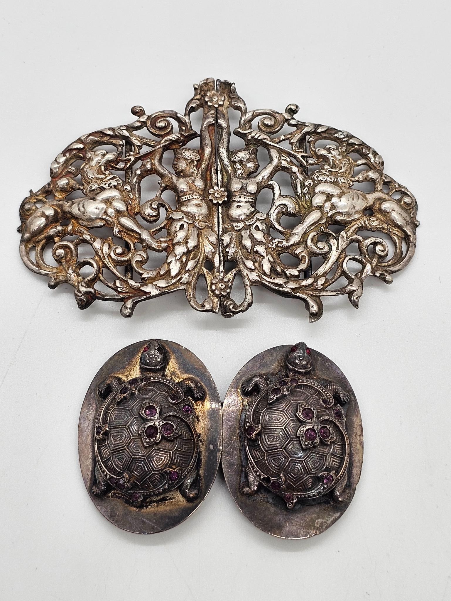 2 Antique Silver Belt Buckles (1 of 8)