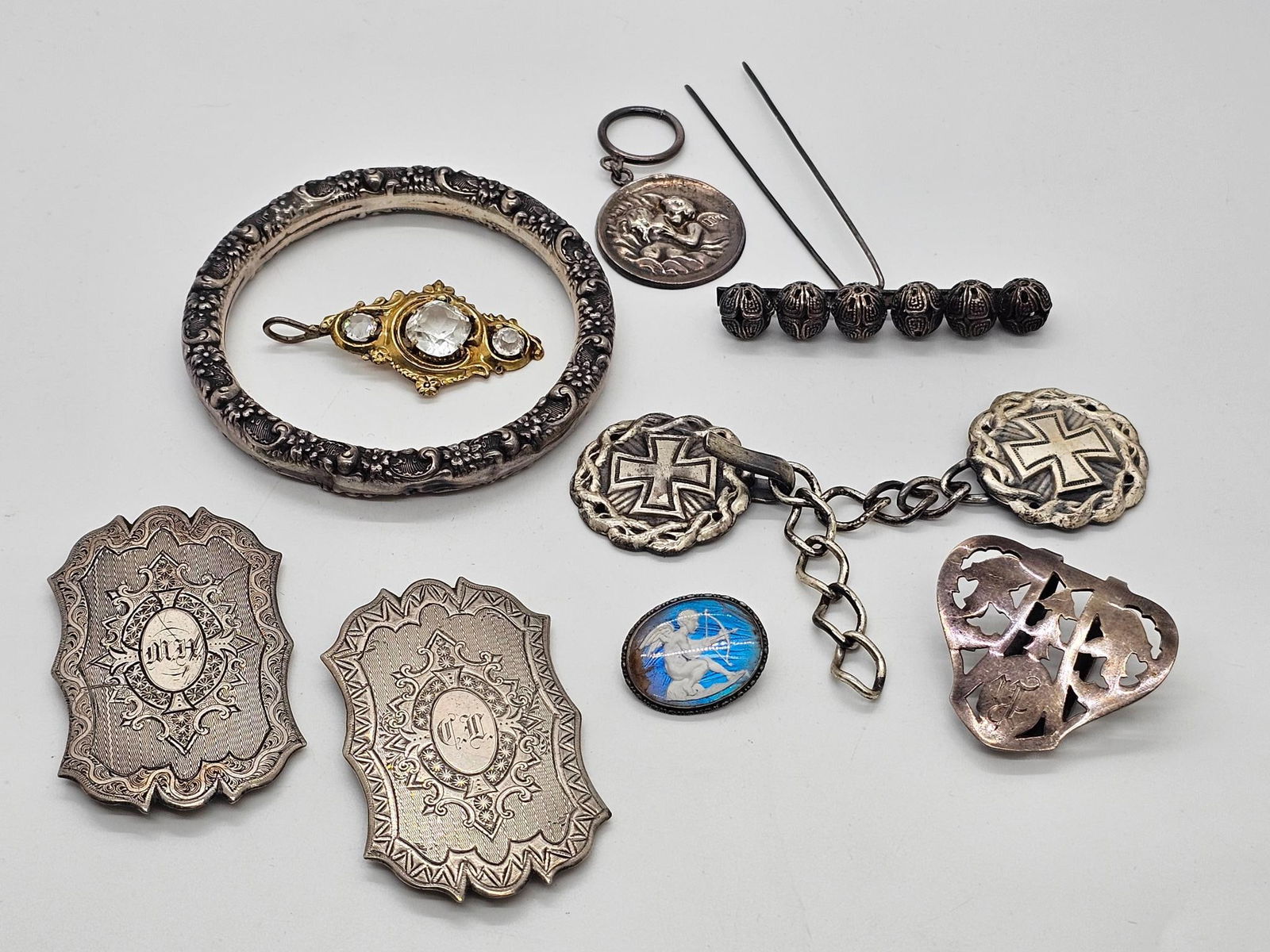 Estate Lot of Antique Sterling Silver Jewelry (1 of 10)