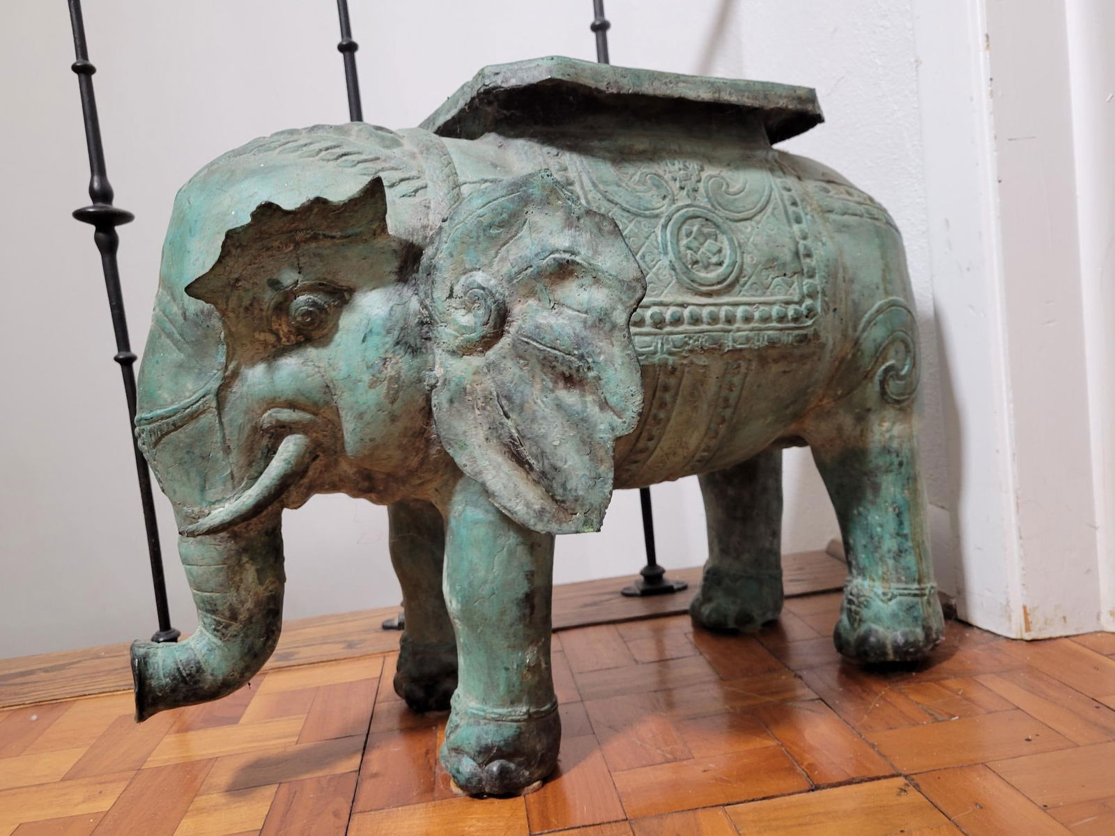 Indian Copper Elephant Plant Stand (1 of 5)