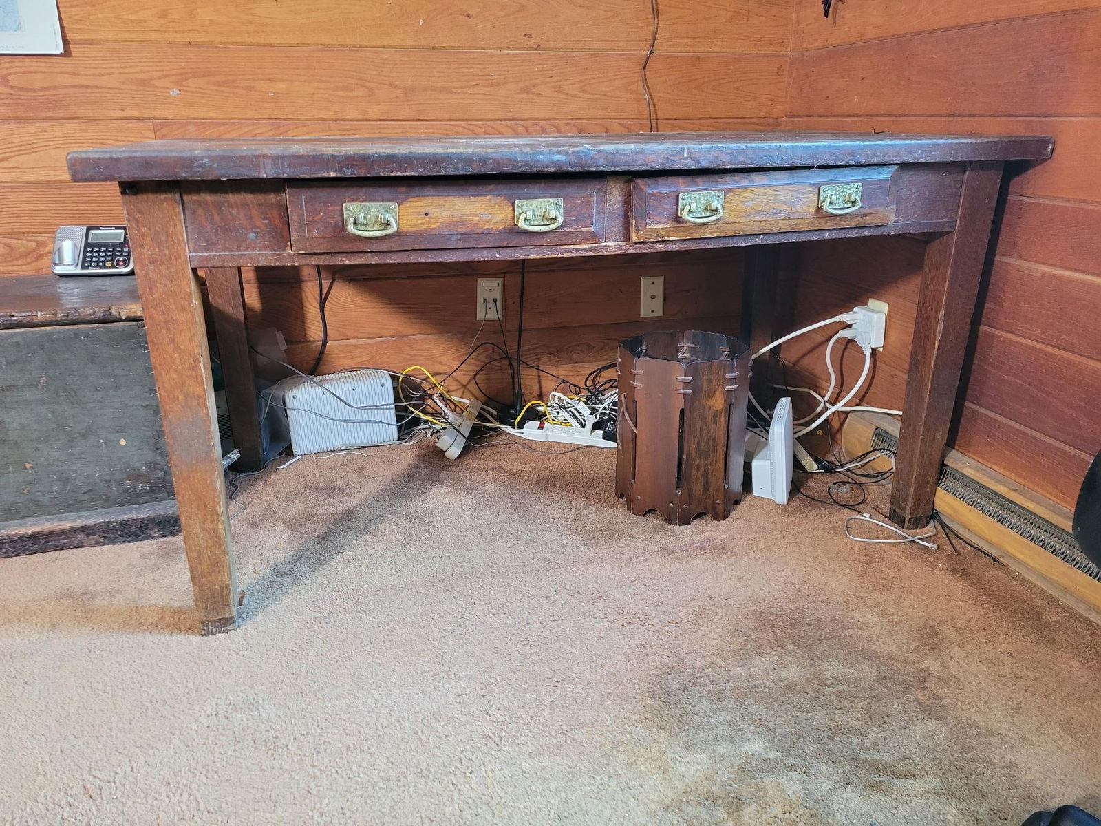 Antique Mission Oak Leather Top Desk (1 of 12)