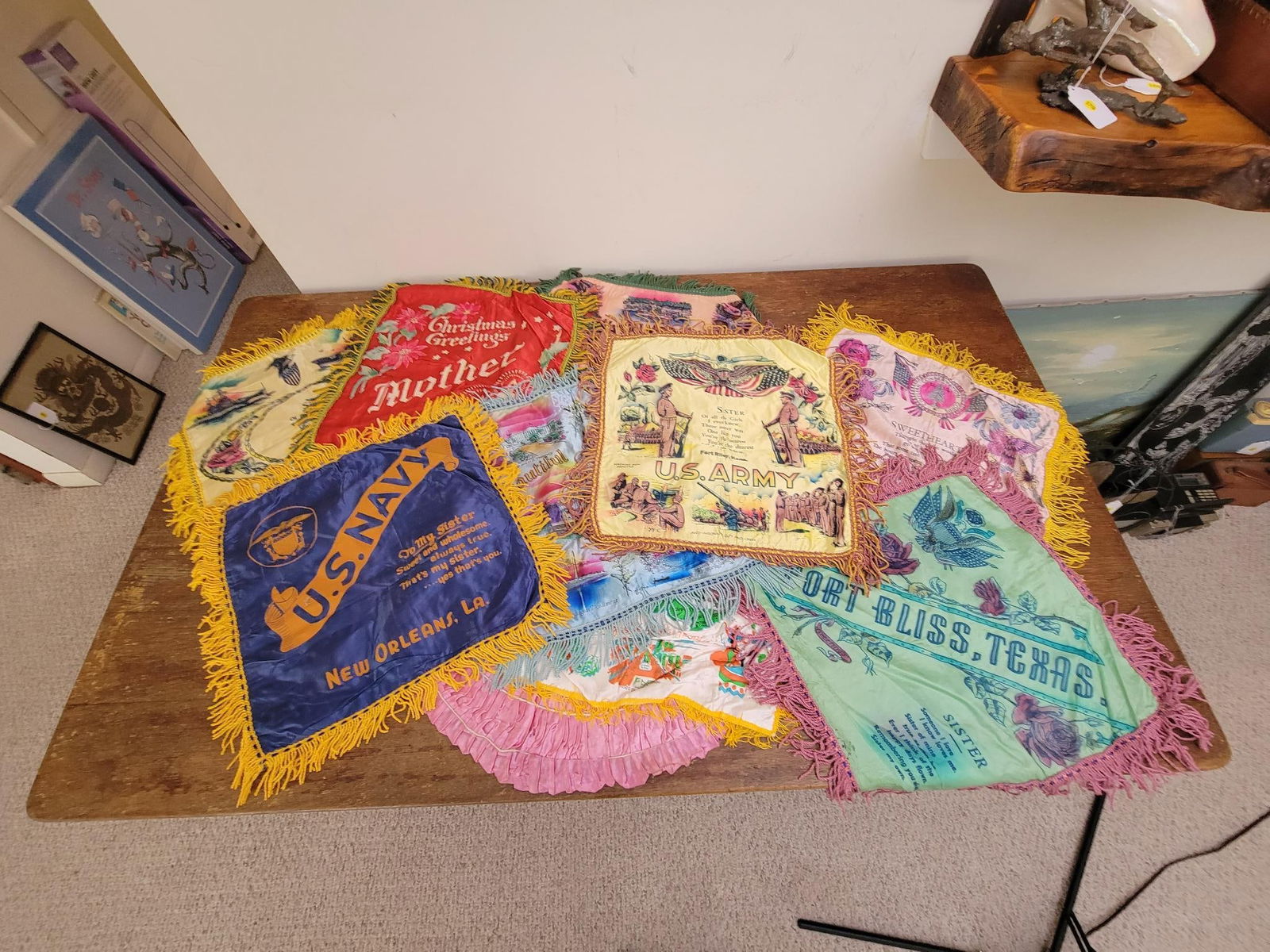 Grouping of WWII Era Commemorative Pillow Cases (1 of 8)