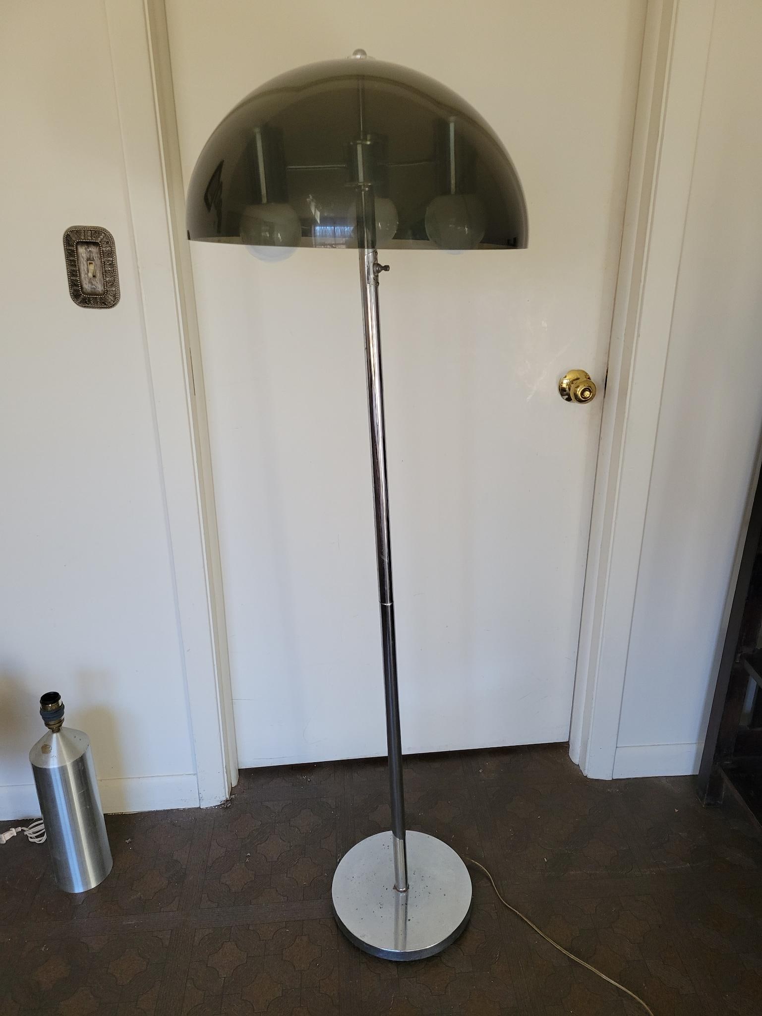 Mid-Century Smoked Lucite Mushroom Floor Lamp (1 of 6)