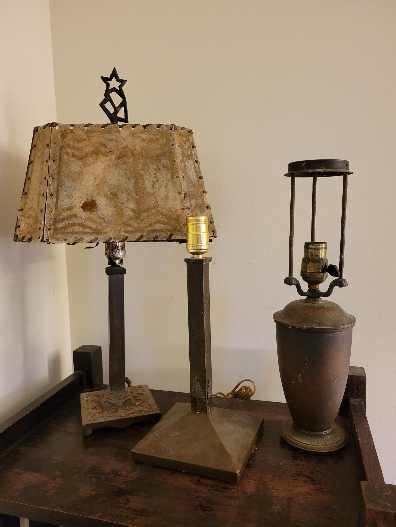 Lot of 3 Antique Brass Table Lamps - As Found (1 of 18)