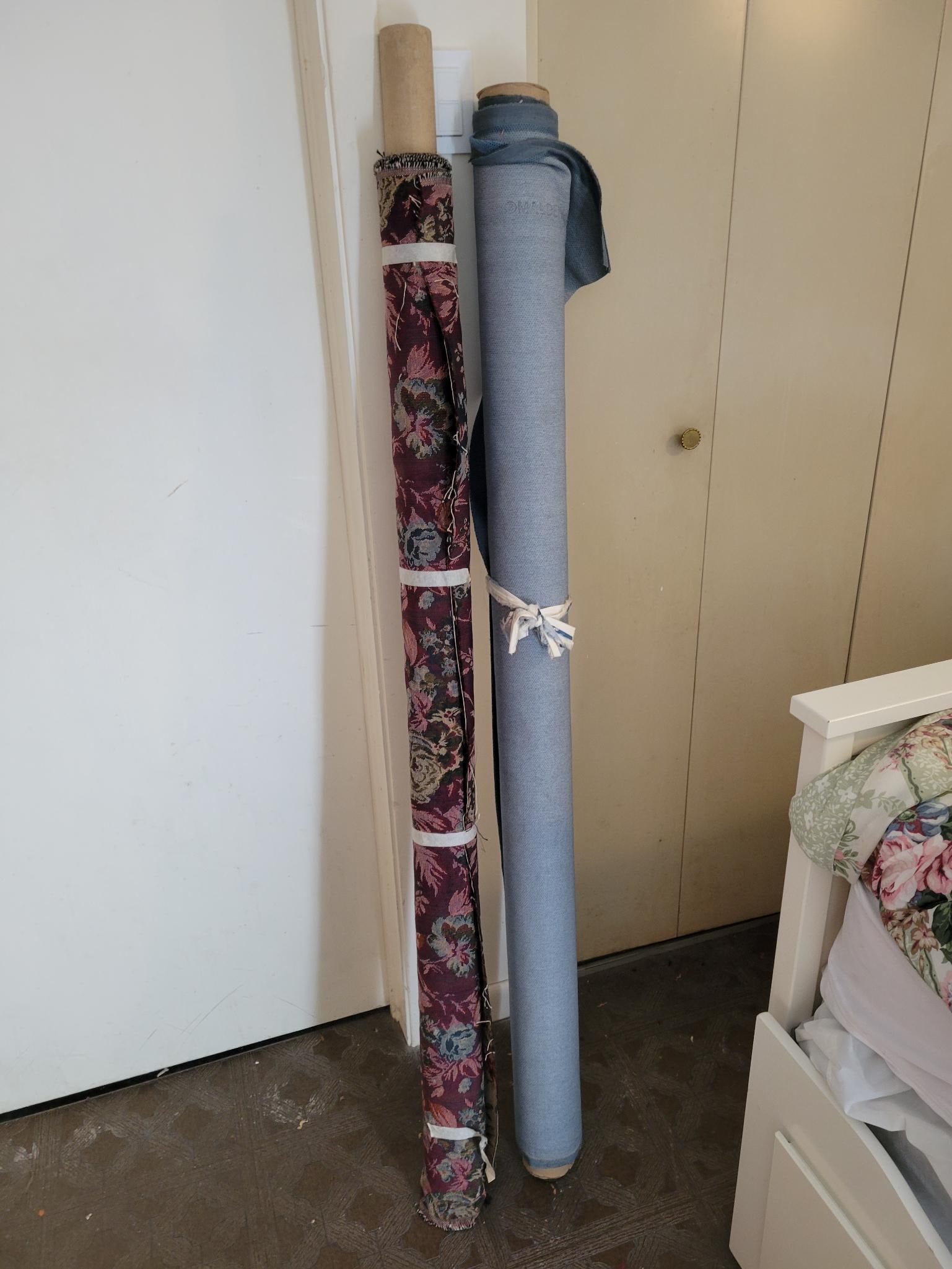 (2) Two Roll of Fabric: Includes both rolls of fabric, unsure of yardage left on rolls, buyers takes the lot as pictured.Transport Fee $25