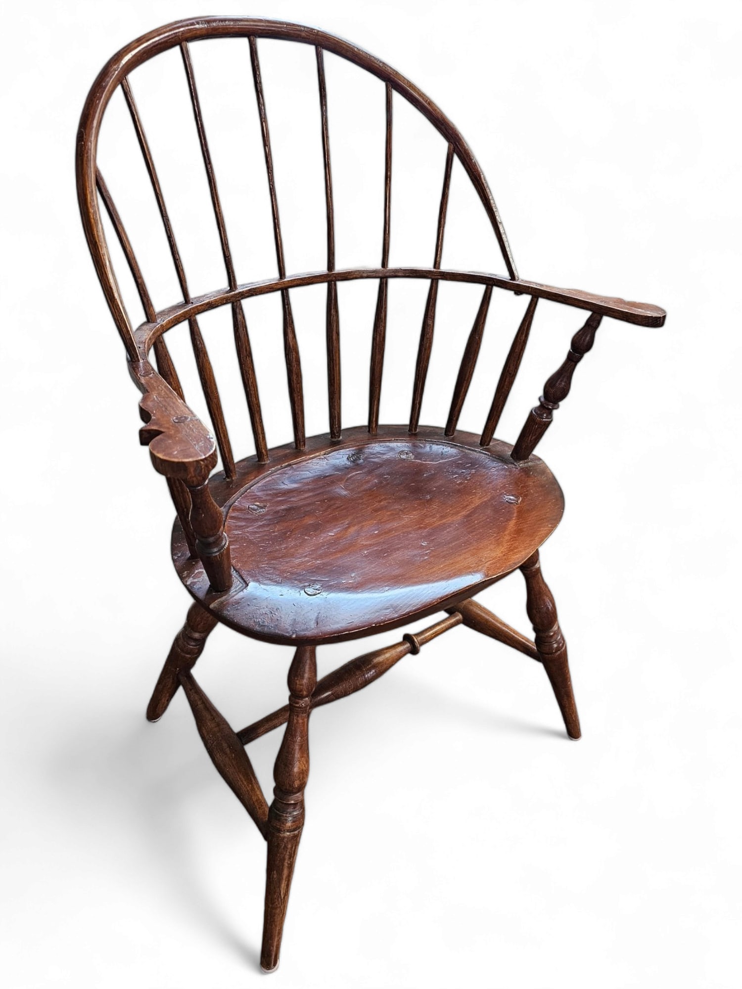 Handmade Windsor Chair-Signed On Bottom: Fine Windsor chair is entirely handmade in the style of an 18th century design. Signed on bottom by maker "Lazy G" and dated 1995. This is not an antique chair however is made in the same style and de