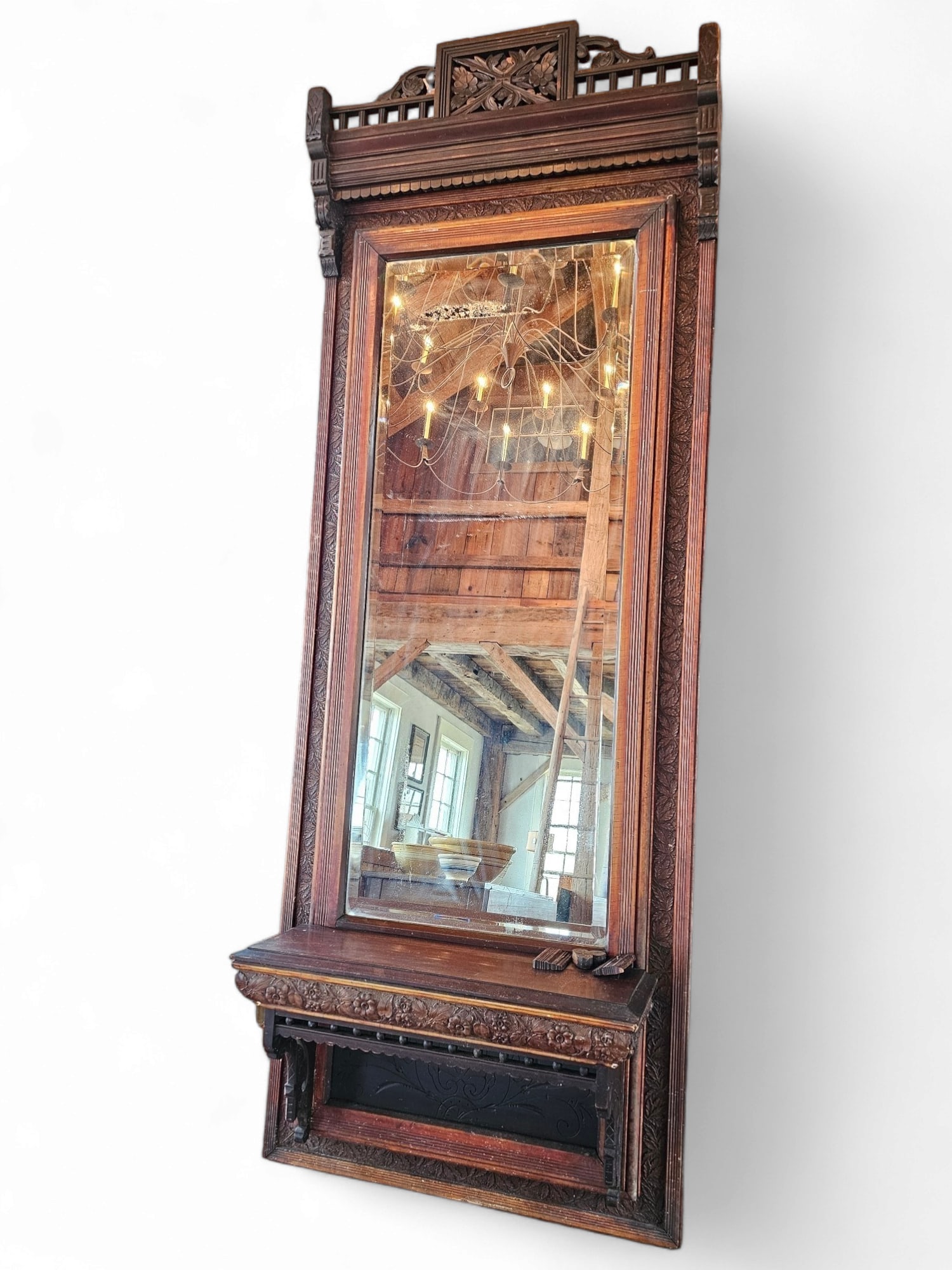 Monumental Highly Carved Wood Hall Mirror (1 of 11)