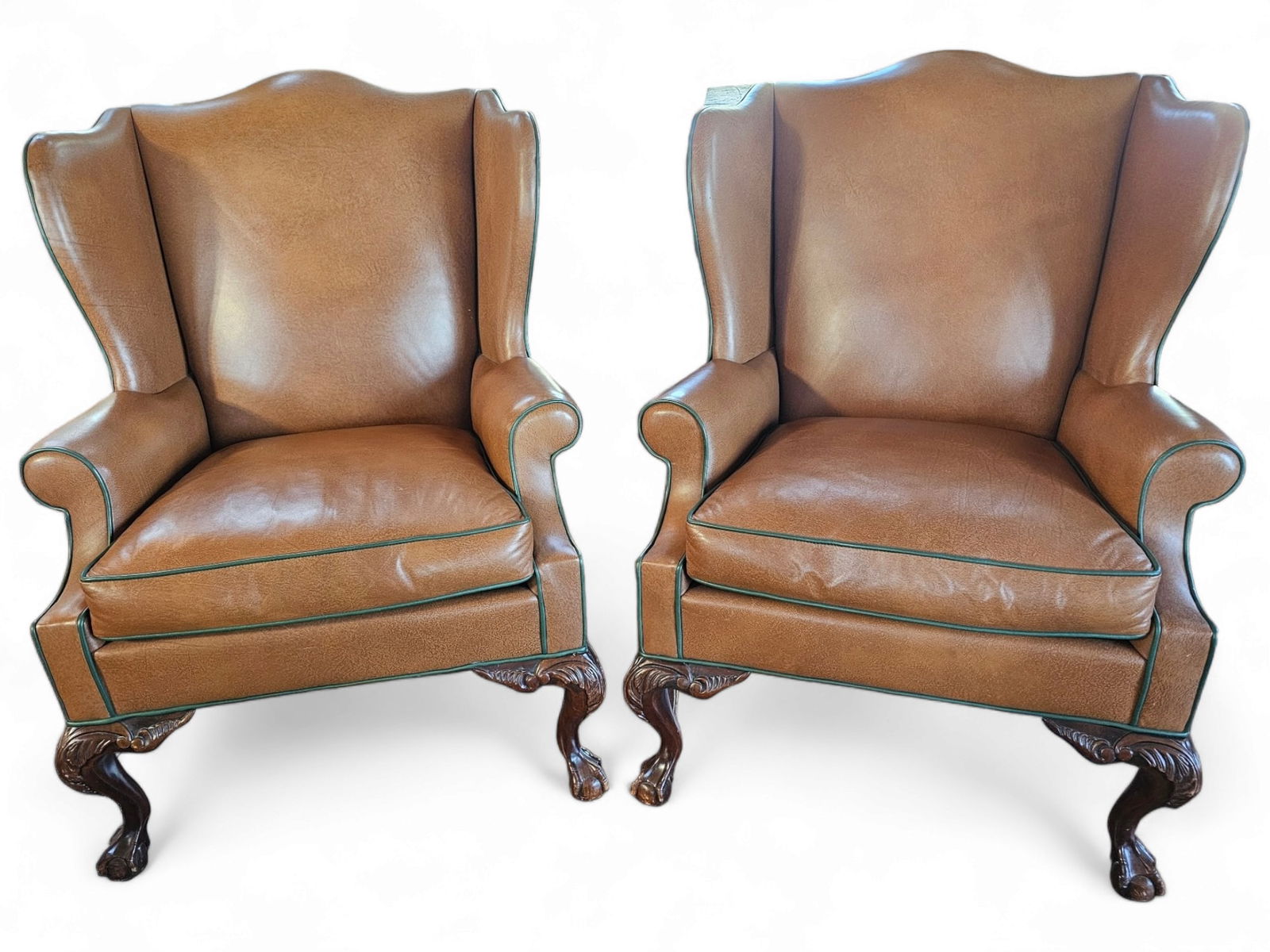 Brown Leather Wingback Chairs - Hickory Chair Co (1 of 10)
