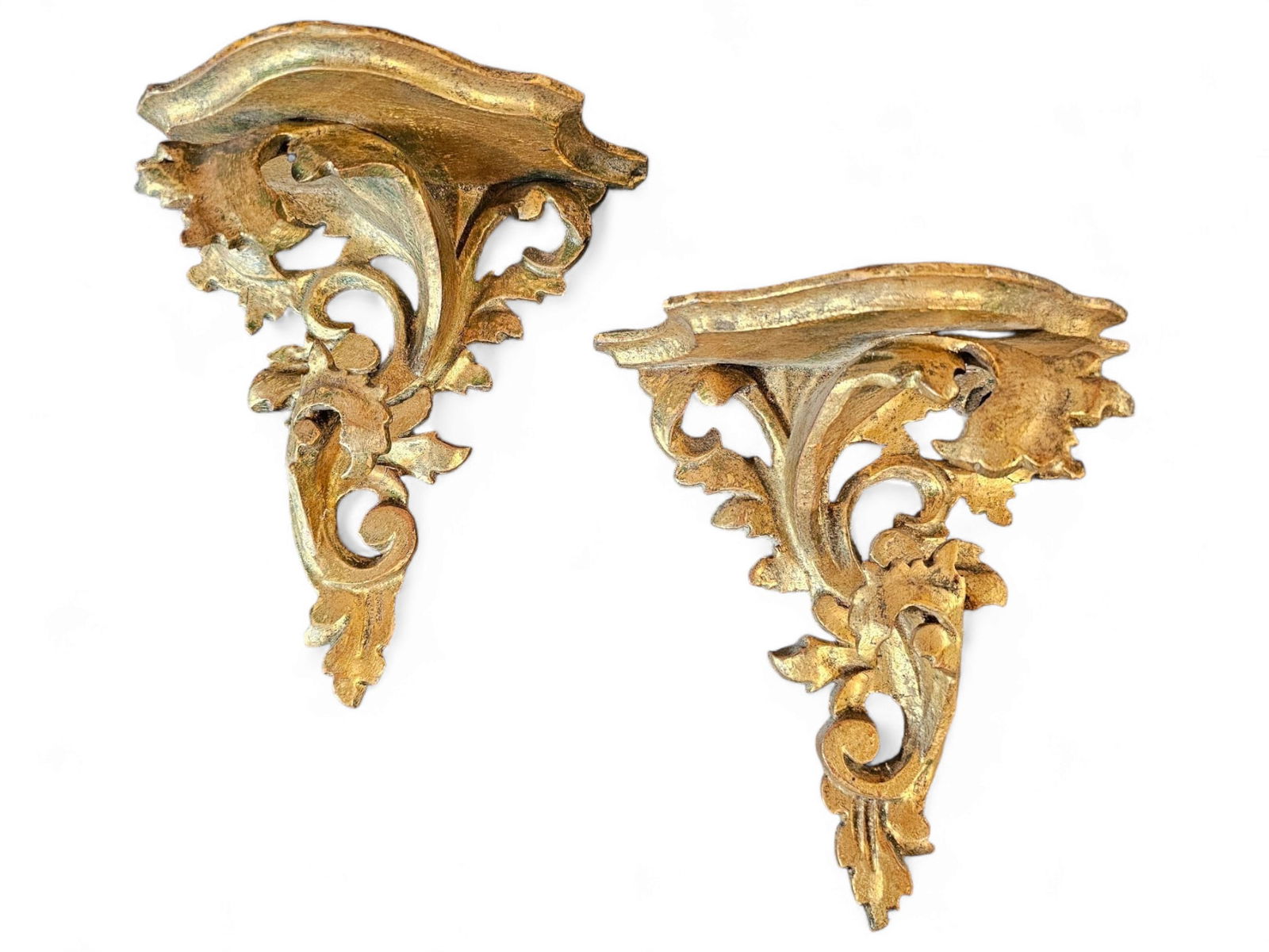 Pair Of Antique Gilt Wood Rococo Wall Sconces (1 of 8)