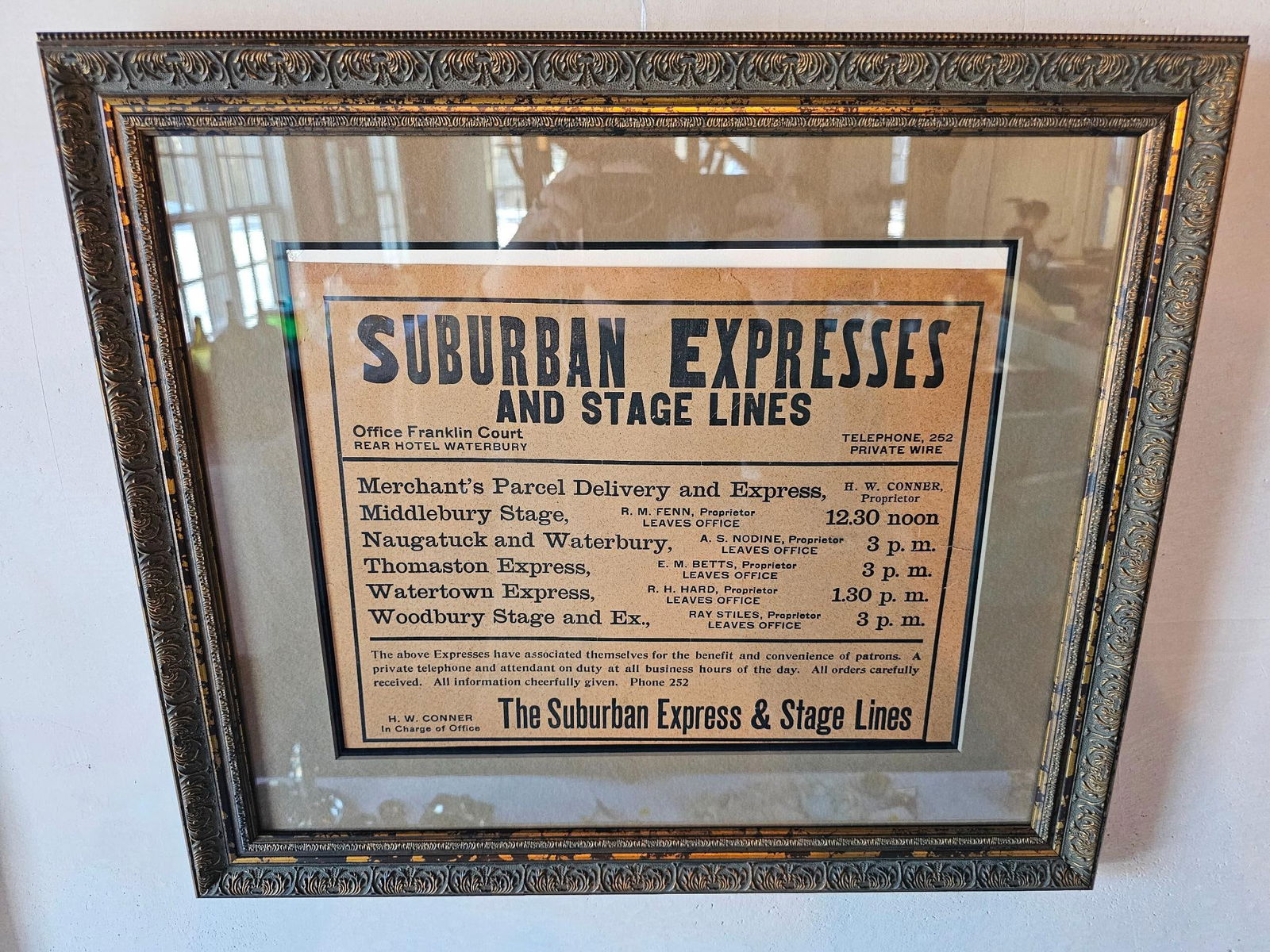 Antique Suburban Expresses Framed Bus Schedule (1 of 5)