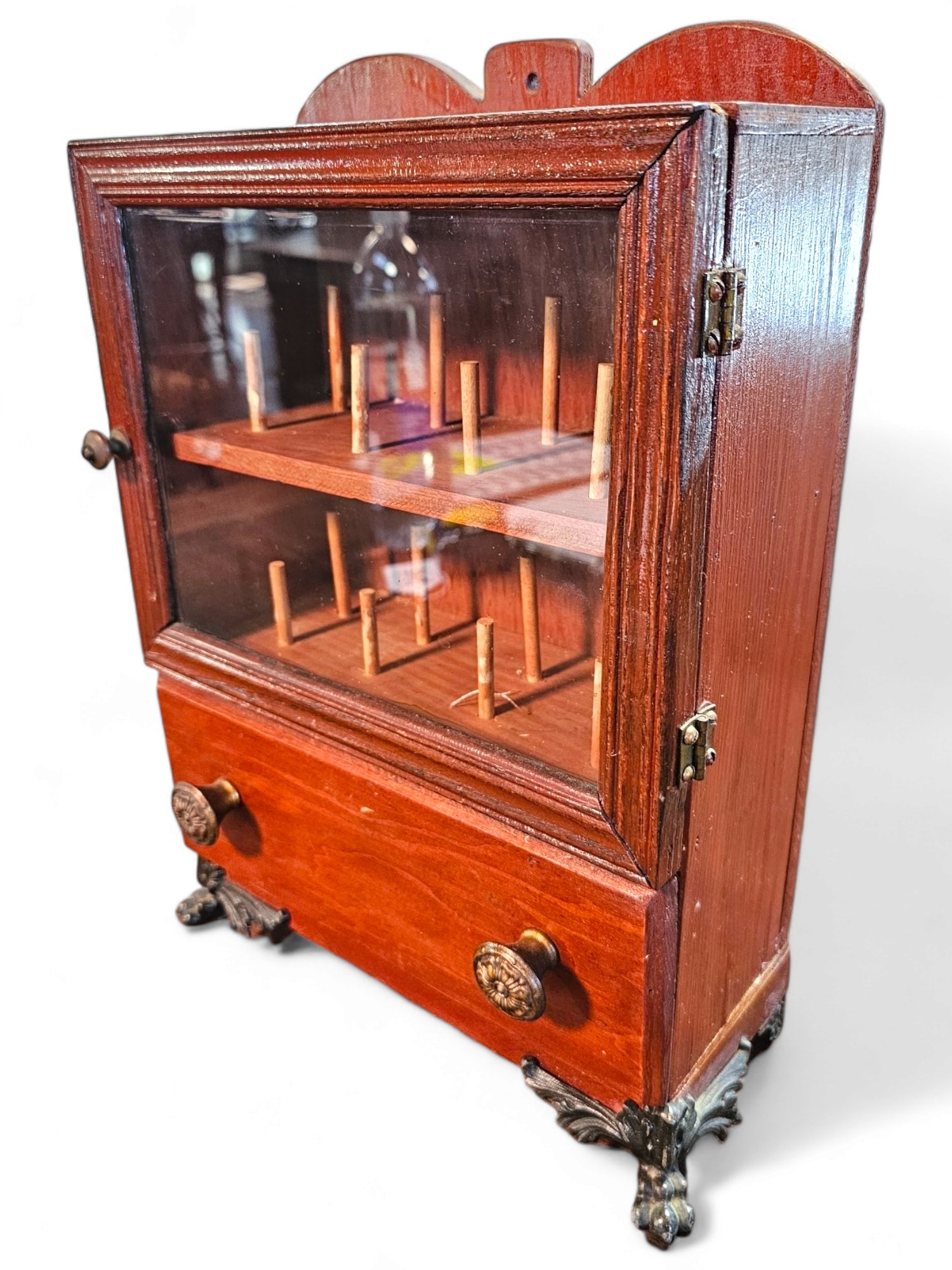 Small Brown Wood Spool Cabinet (1 of 9)