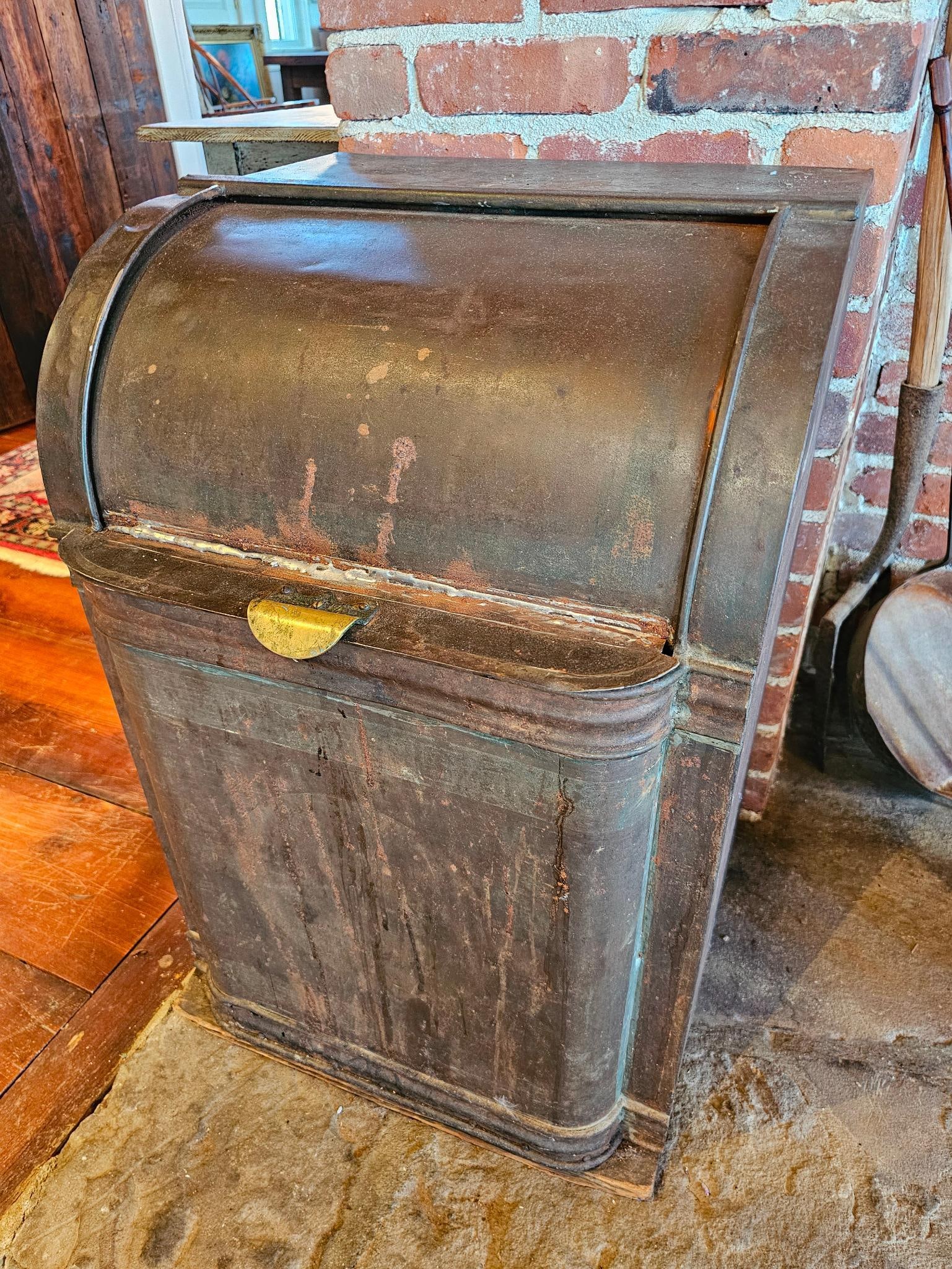 Large Antique Tin General Store Bin - 28.5" Tall (1 of 14)
