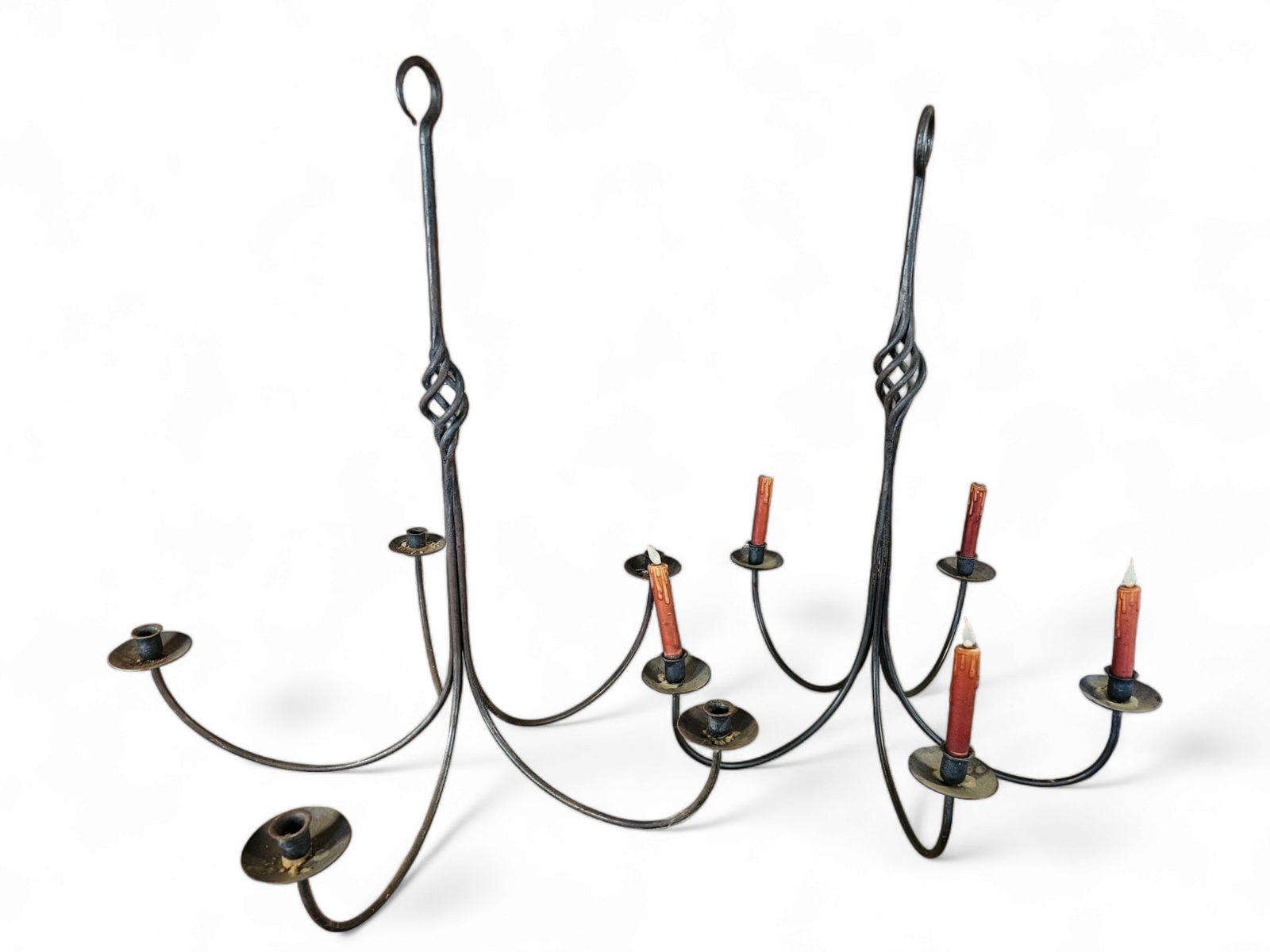 Pair - Wrought Iron Chandelier Candleholders (1 of 20)
