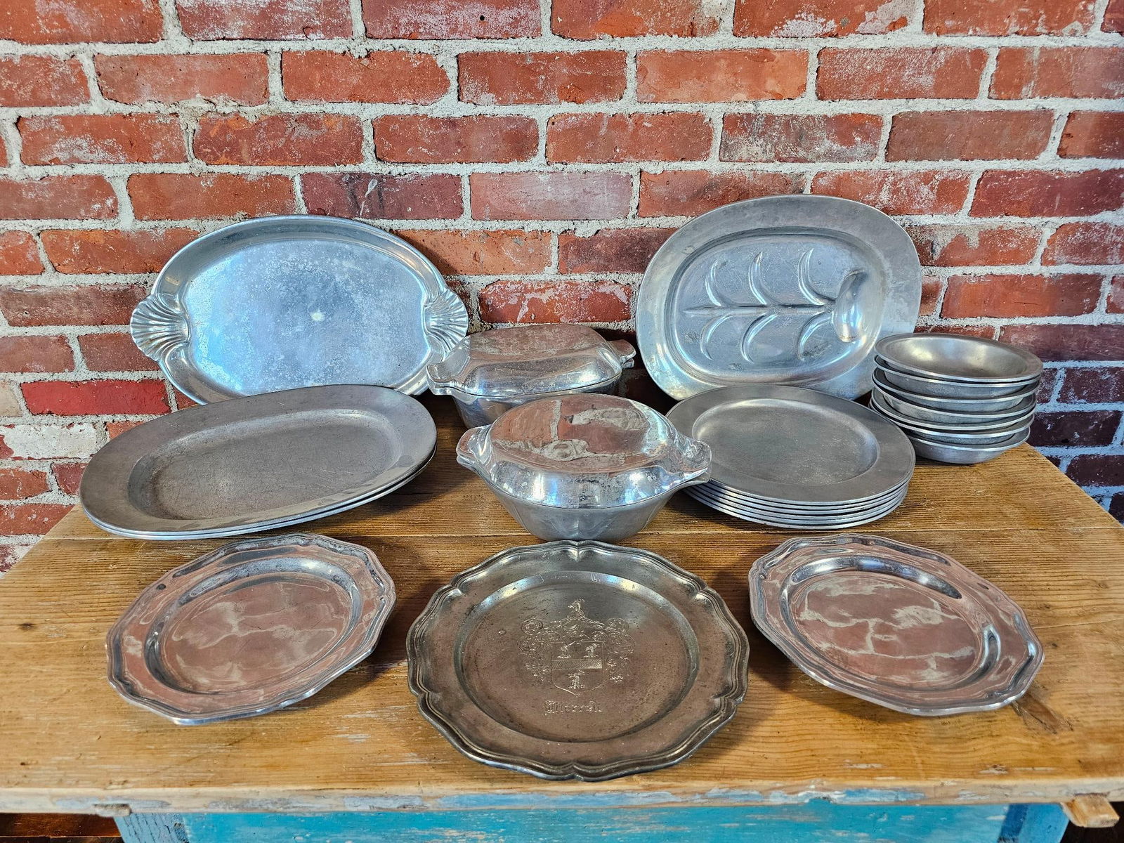 Estate Lot of Aluminum & Pewter Dishware (1 of 20)