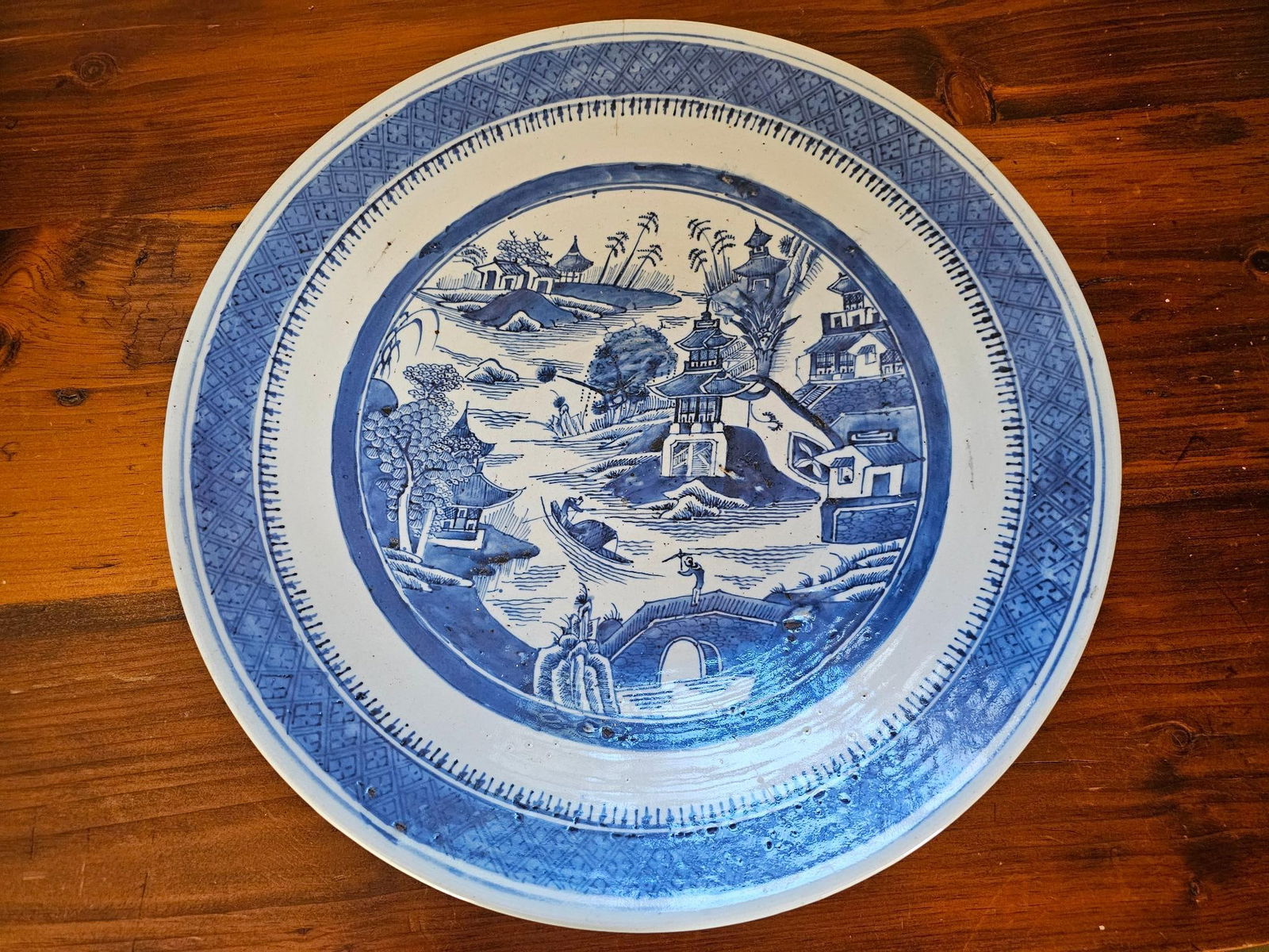 19th C. Chinese Export Blue & White Canton Platter (1 of 11)