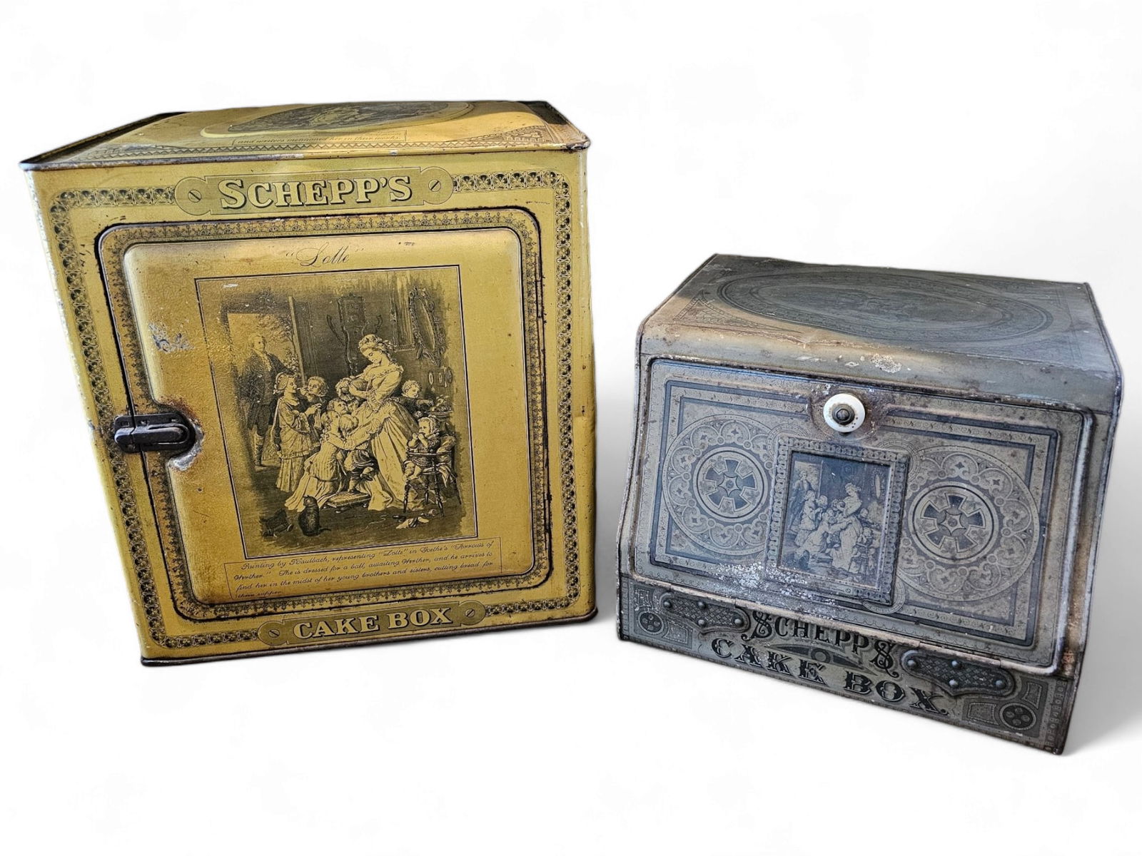 (2) Two Antique Tin Lithograph Cake Boxes (1 of 20)