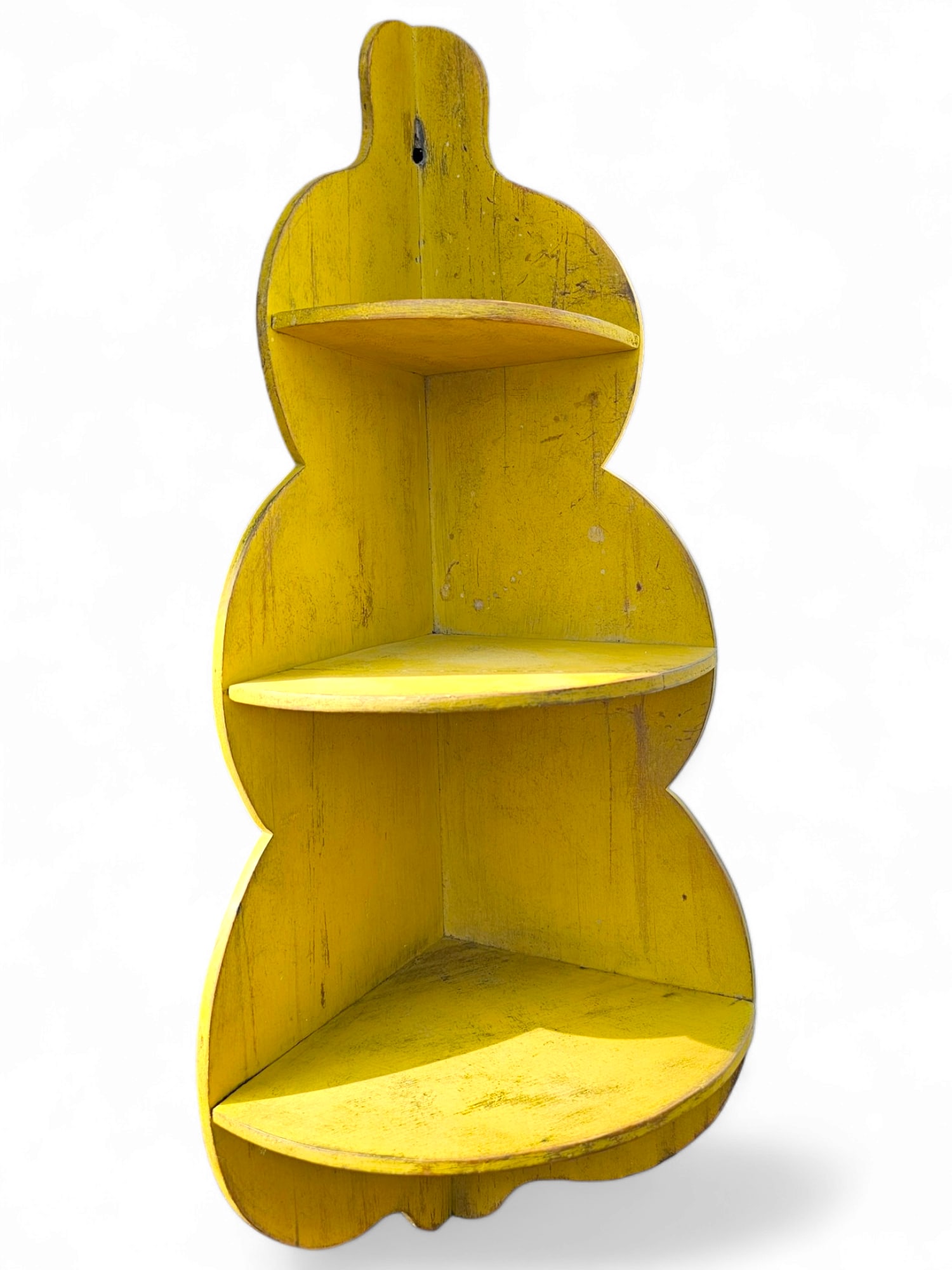 Primitive Yellow Painted Corner Shelf (1 of 6)