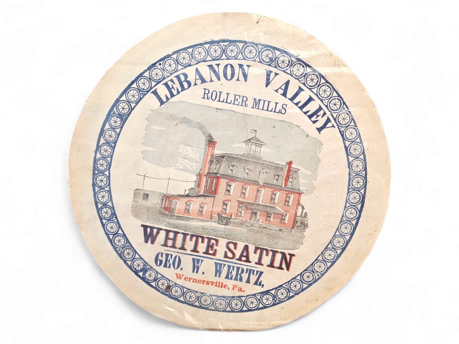 Early 20th C. White Satin Paper Barrel Cap (1 of 4)