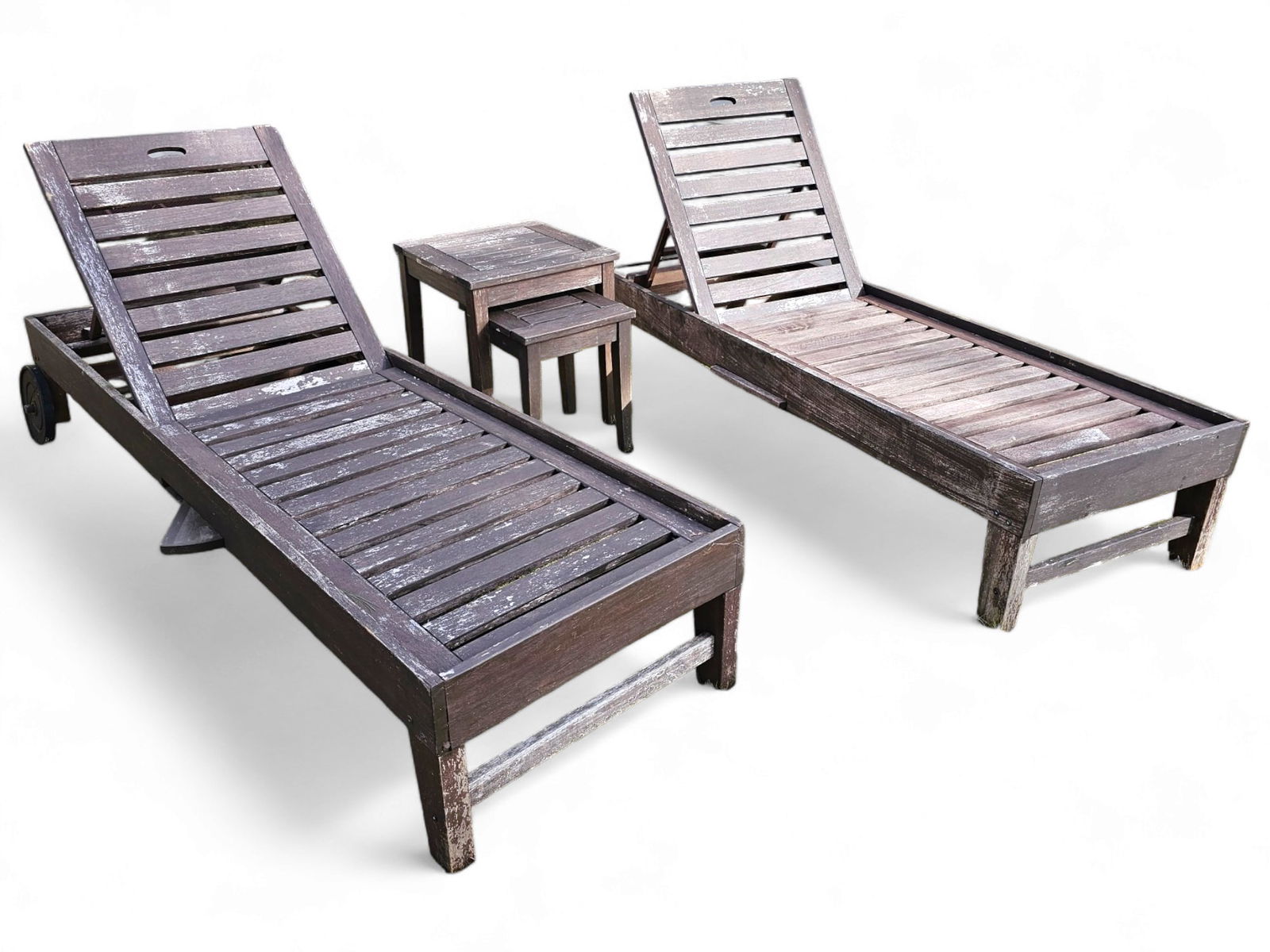 Pair of Wooden Outdoor Chaise Lounge Chairs (1 of 8)