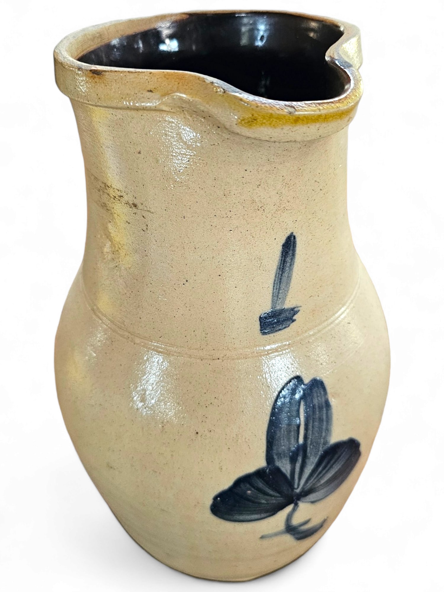 Antique Cobalt Decorated Stoneware Pitcher (1 of 9)