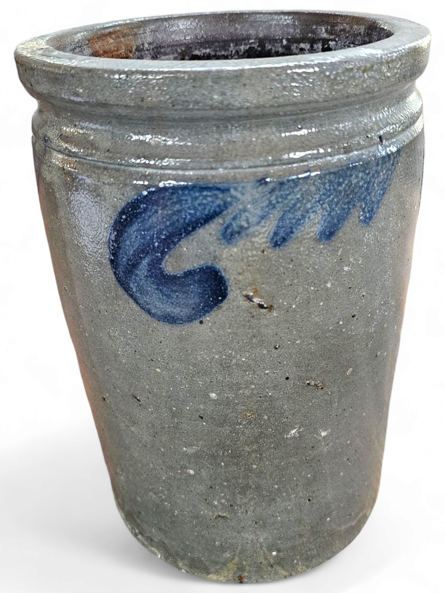Antique Cobalt Decorated Stoneware Crock (1 of 10)