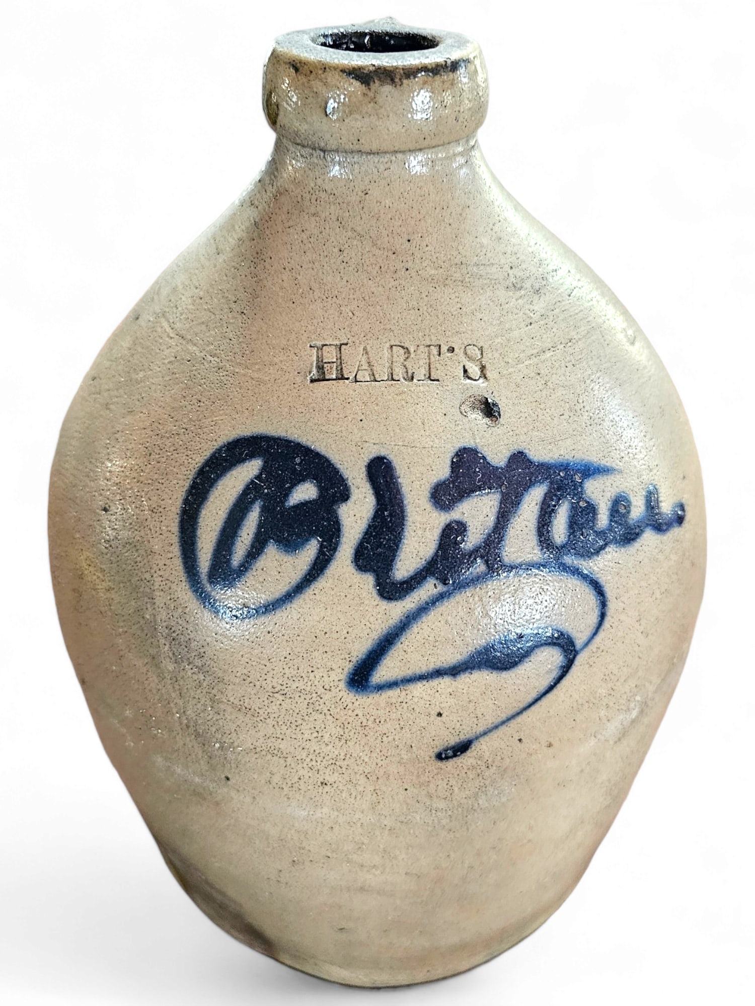 Antique Hart's Cobalt Decorated Stoneware Jug (1 of 14)