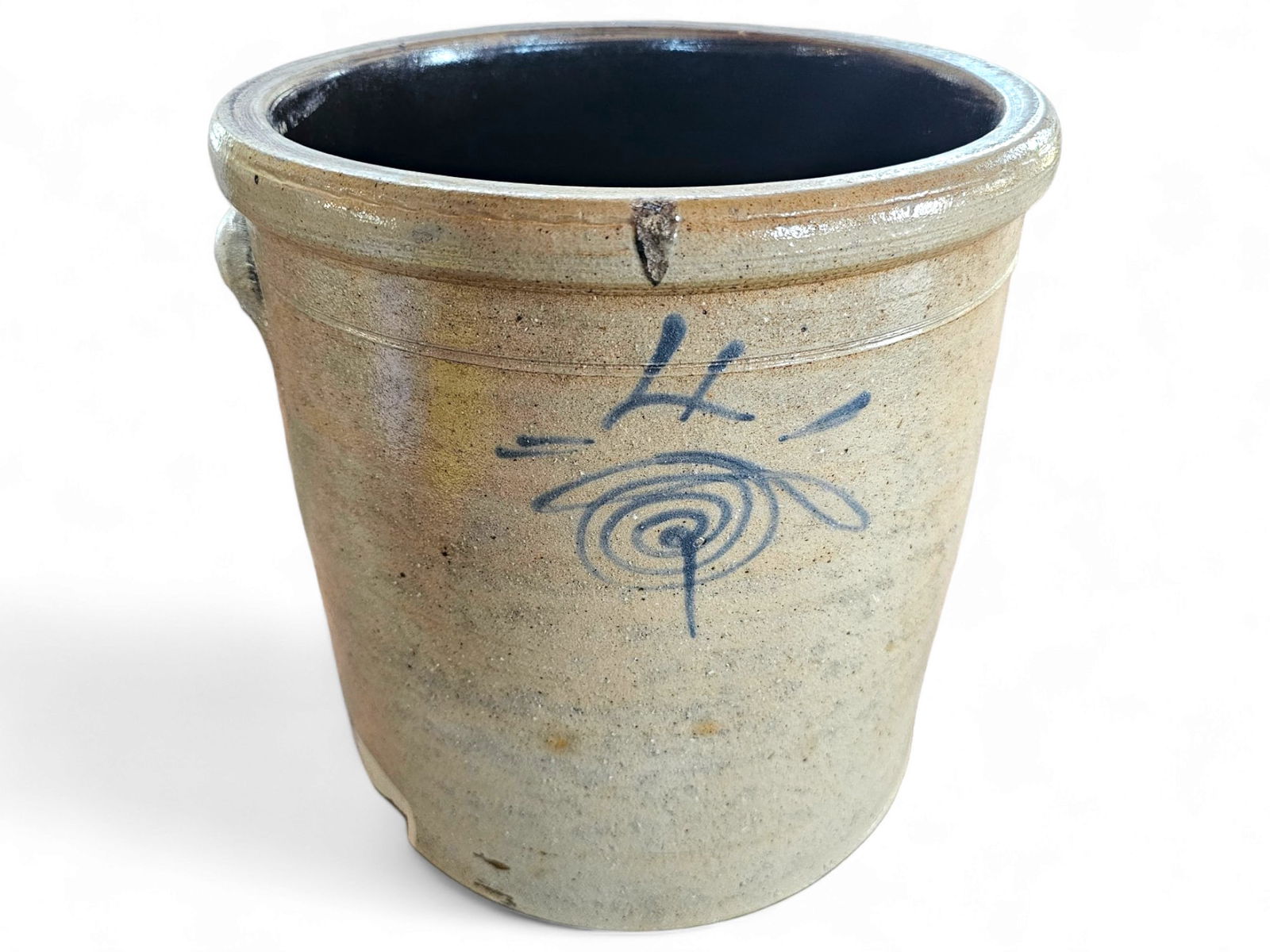Antique 4 Gal Cobalt Decorated Stoneware Crock (1 of 13)