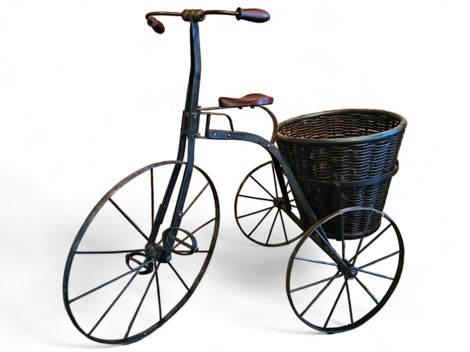 Decorative Iron Tricycle with Wicker Basket (1 of 5)