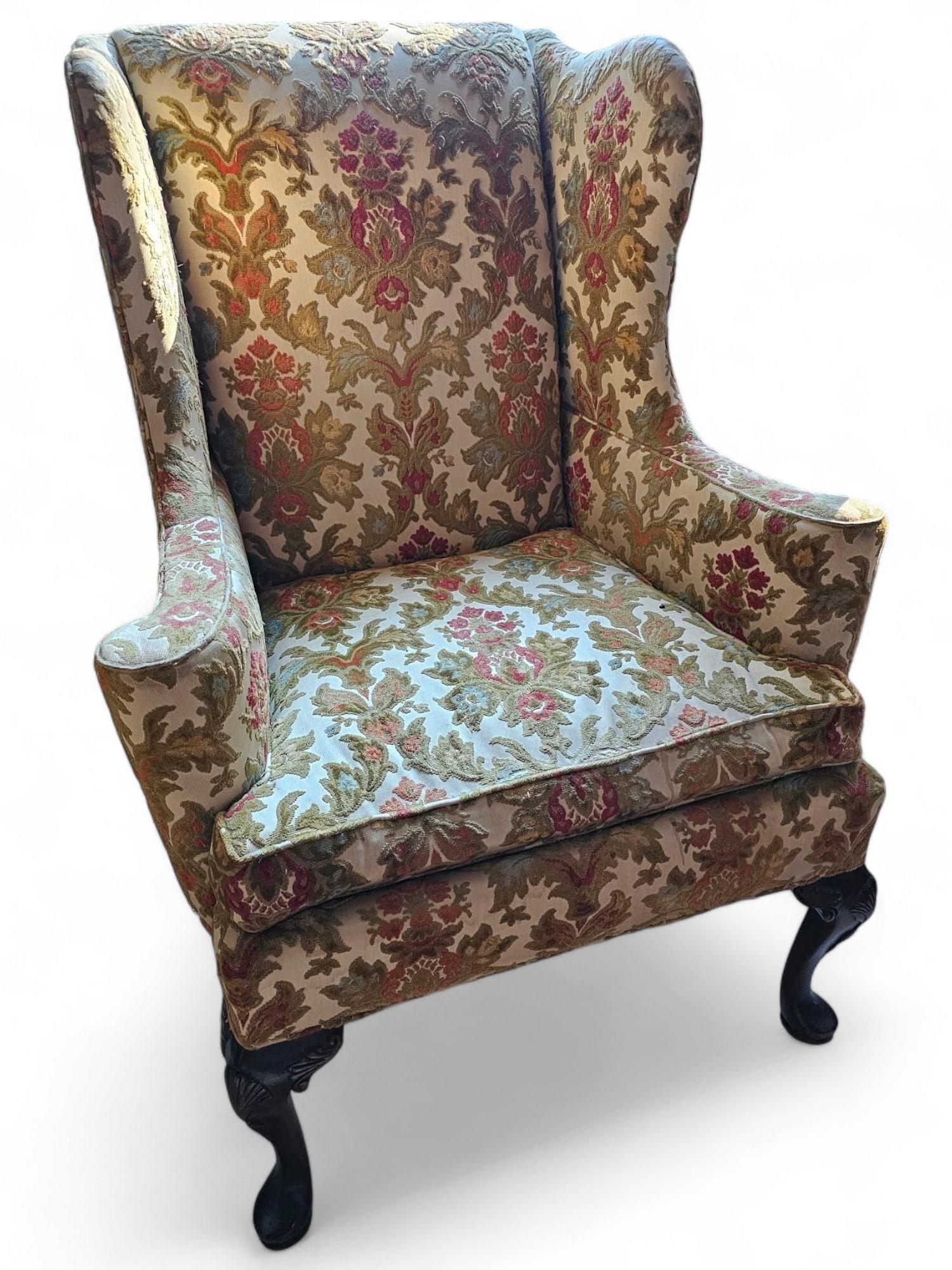 Antique Upholstered Wingback Chair (1 of 4)