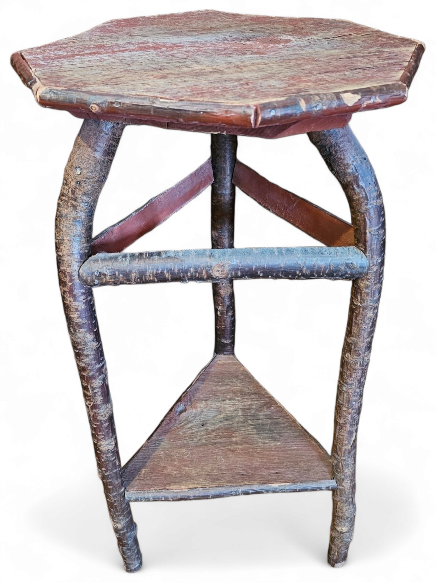 19th C. Adirondack Twig Side Table Stand (1 of 9)
