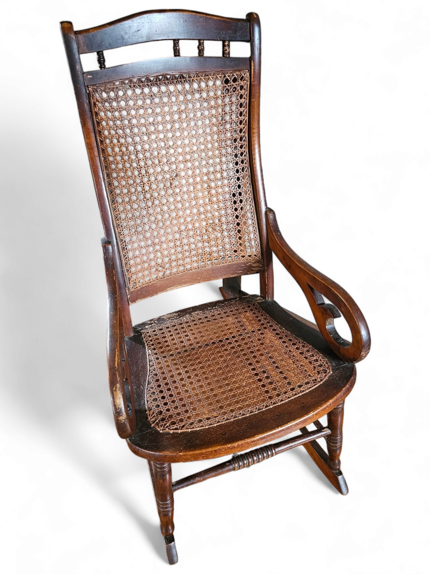 Antique 19th C. Caned Lincoln Rocker (1 of 11)