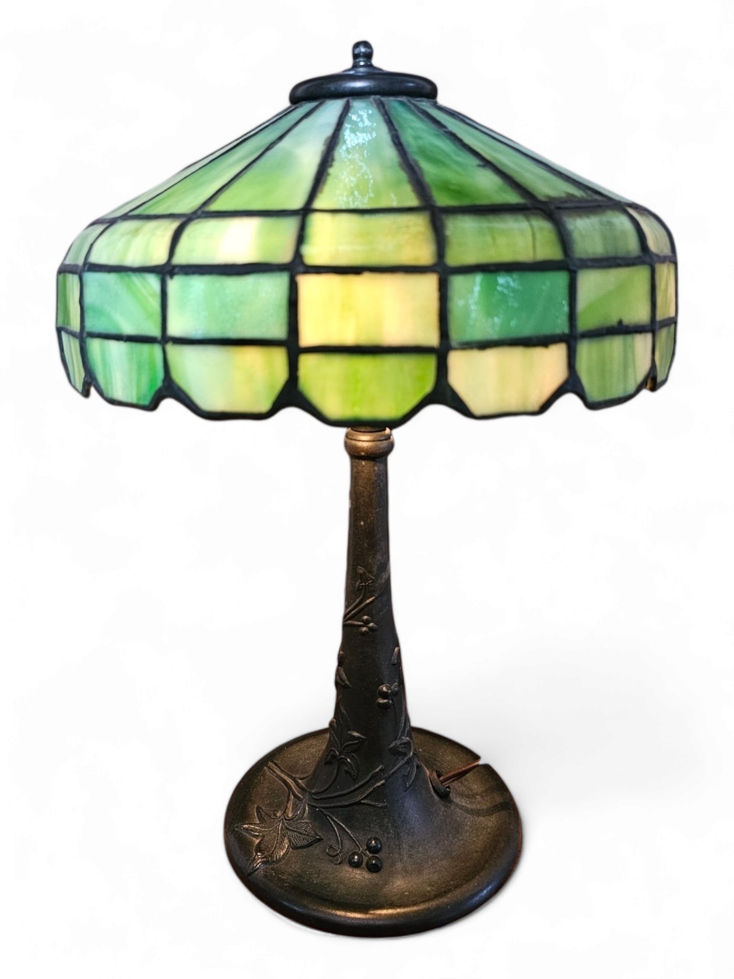 Small Antique / Vintage Leaded Glass Table Lamp (1 of 20)