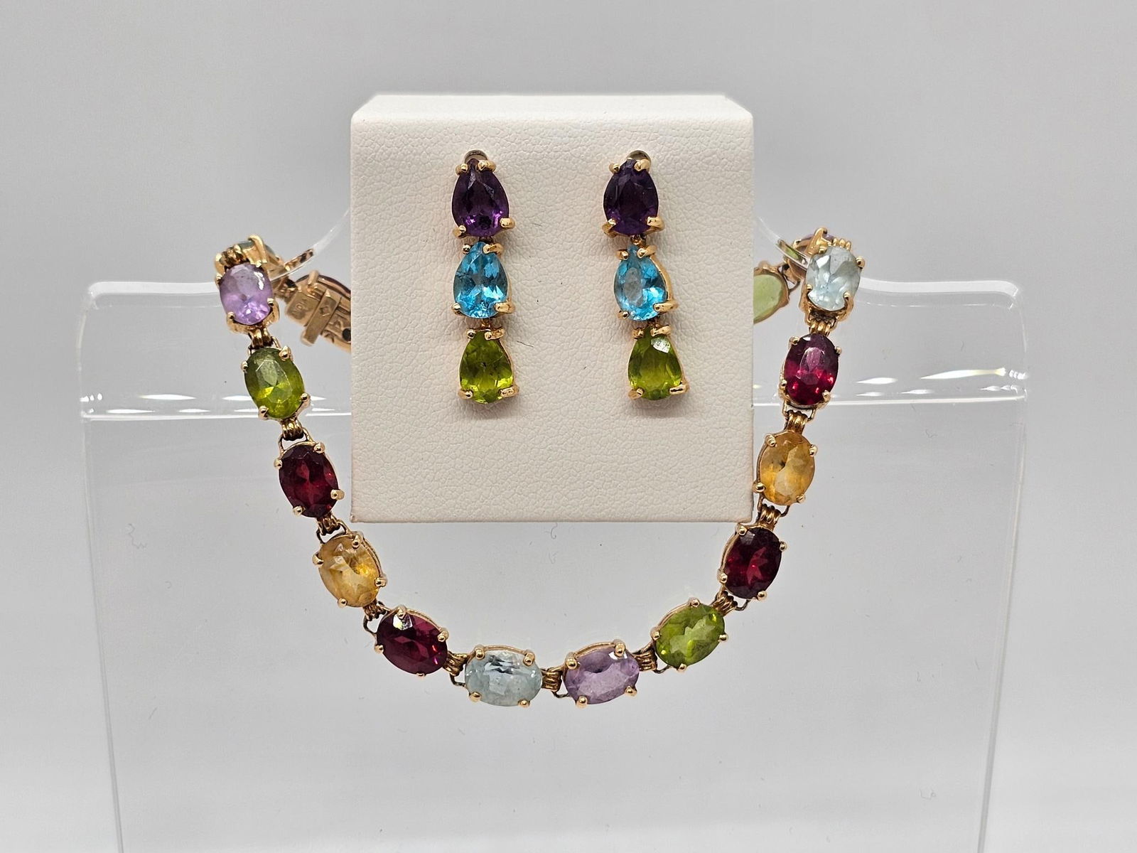 14K Yellow Gold Multi-Colored Stone Bracelet Set (1 of 8)