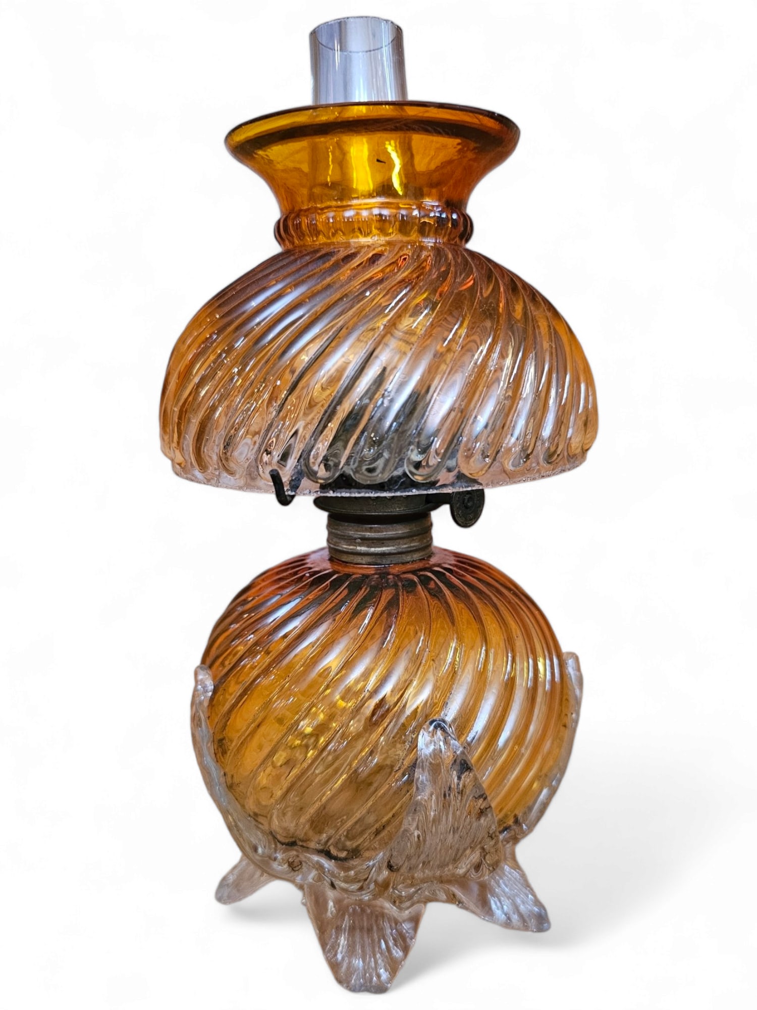 Amberina Rib Swirl Glass Miniature Oil Lamp (1 of 7)