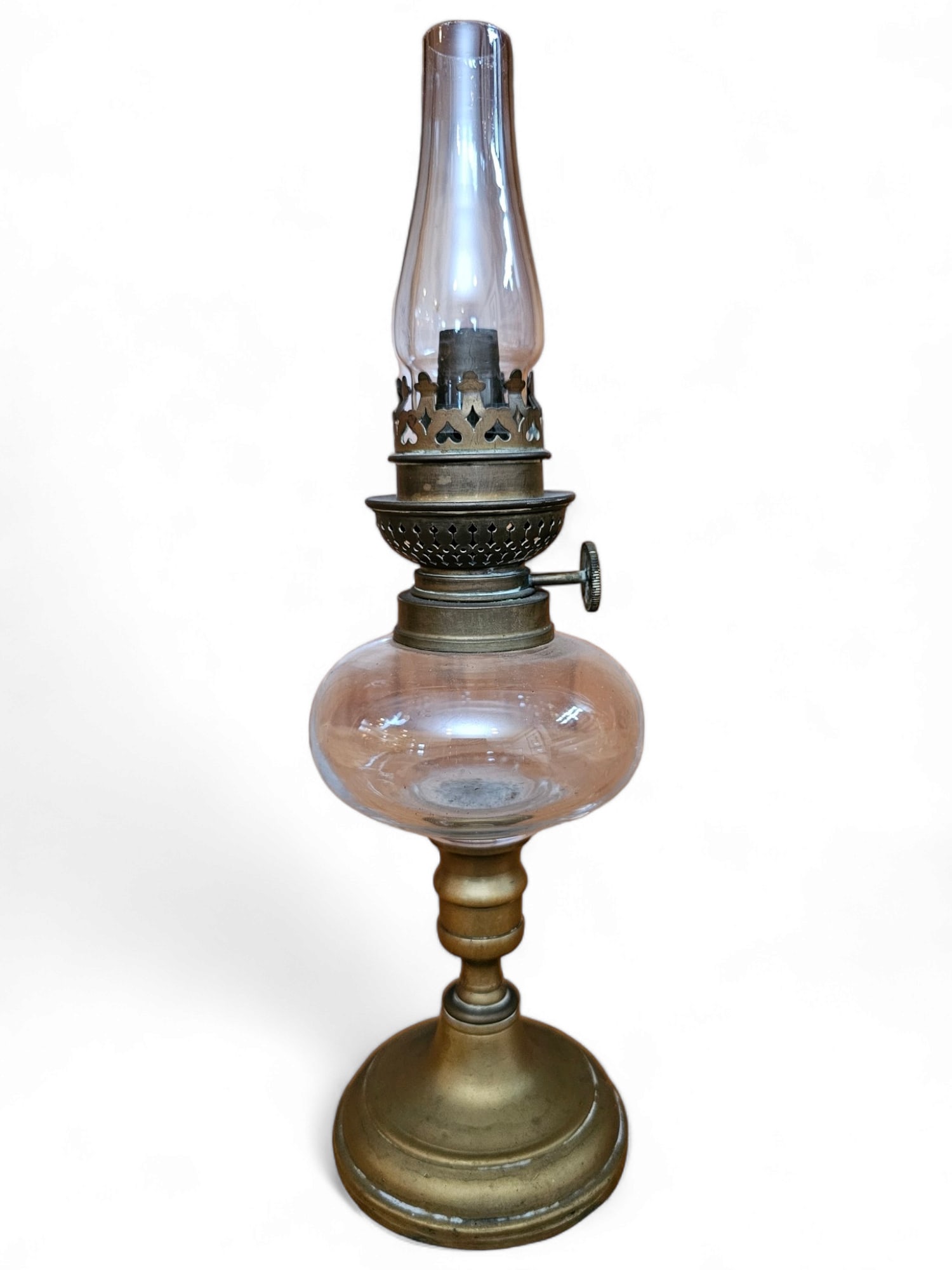 Antique Brass & Glass Miniature Oil Lamp (1 of 5)